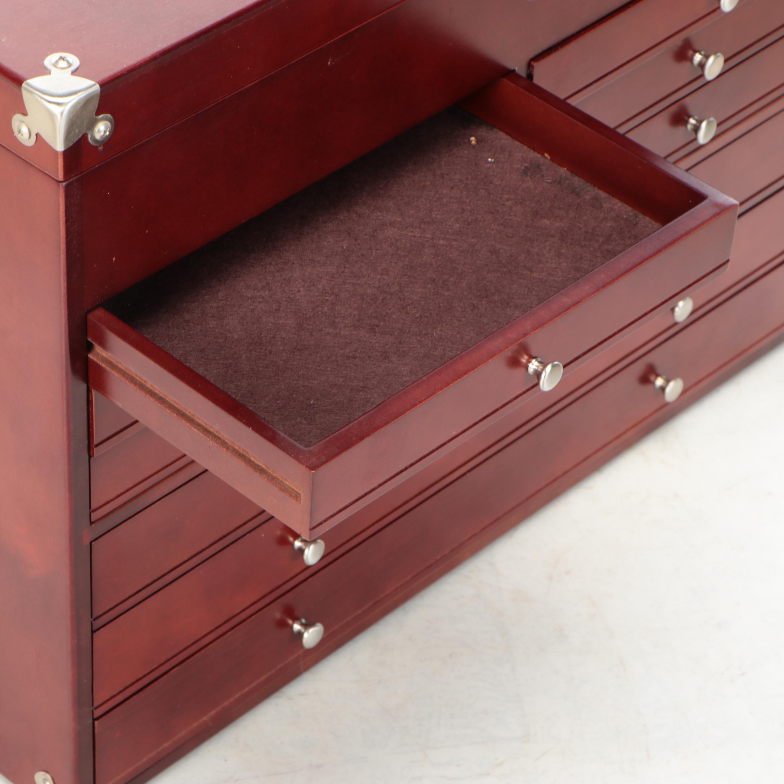 Nine-Drawer Wooden Jewelry Chest