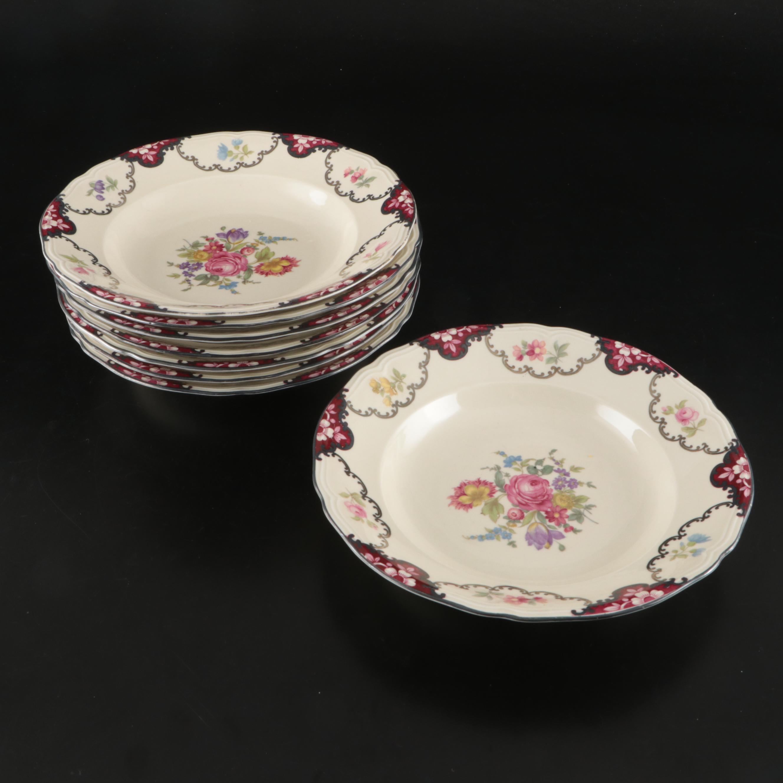 Mitterteich Floral Silver Rimmed Porcelain Dinnerware, Early to Mid-20th C.