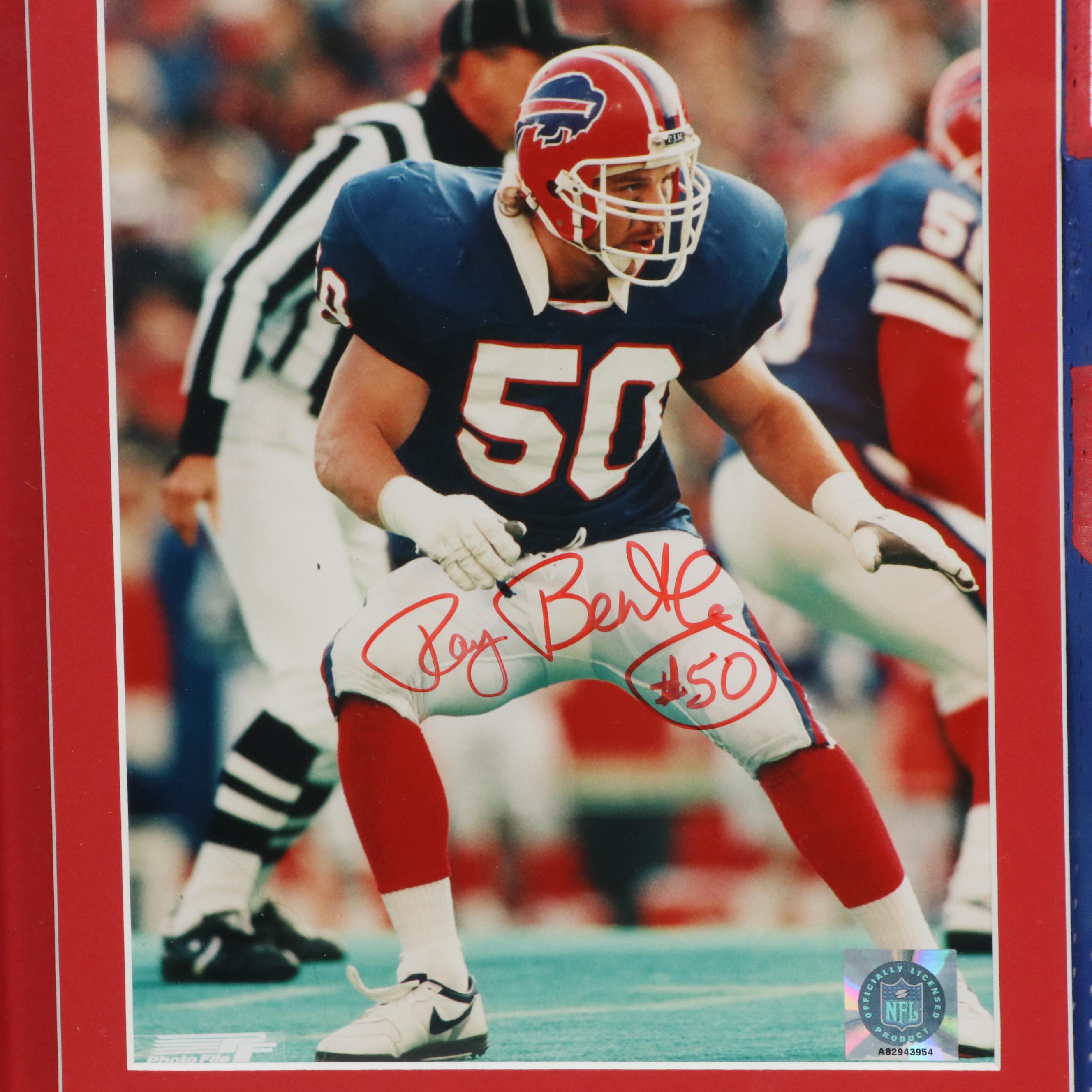 Ray Bentley Signed Buffalo Bills Print with Football Jersey and Display