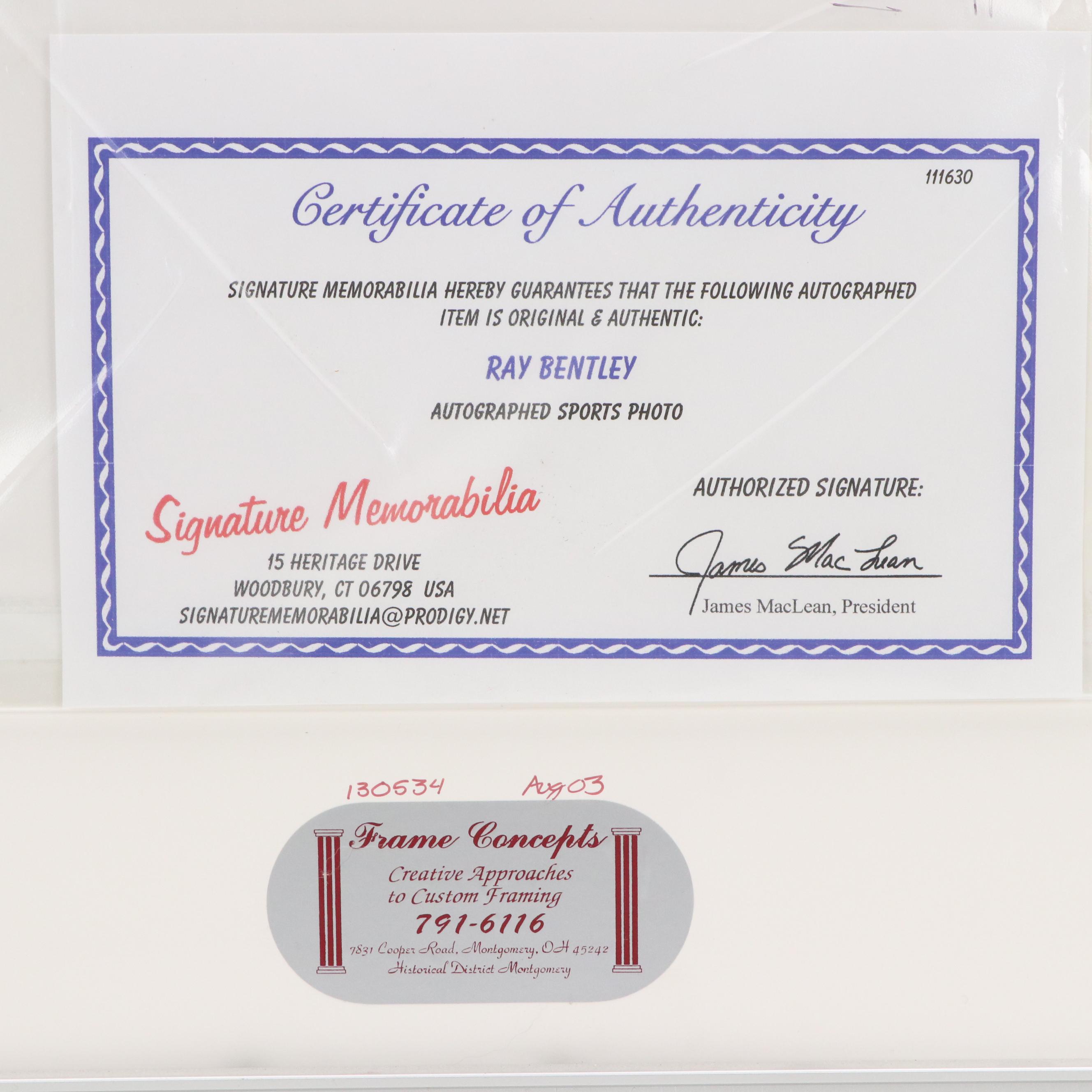 Ray Bentley Signed Buffalo Bills Print with Football Jersey and Display