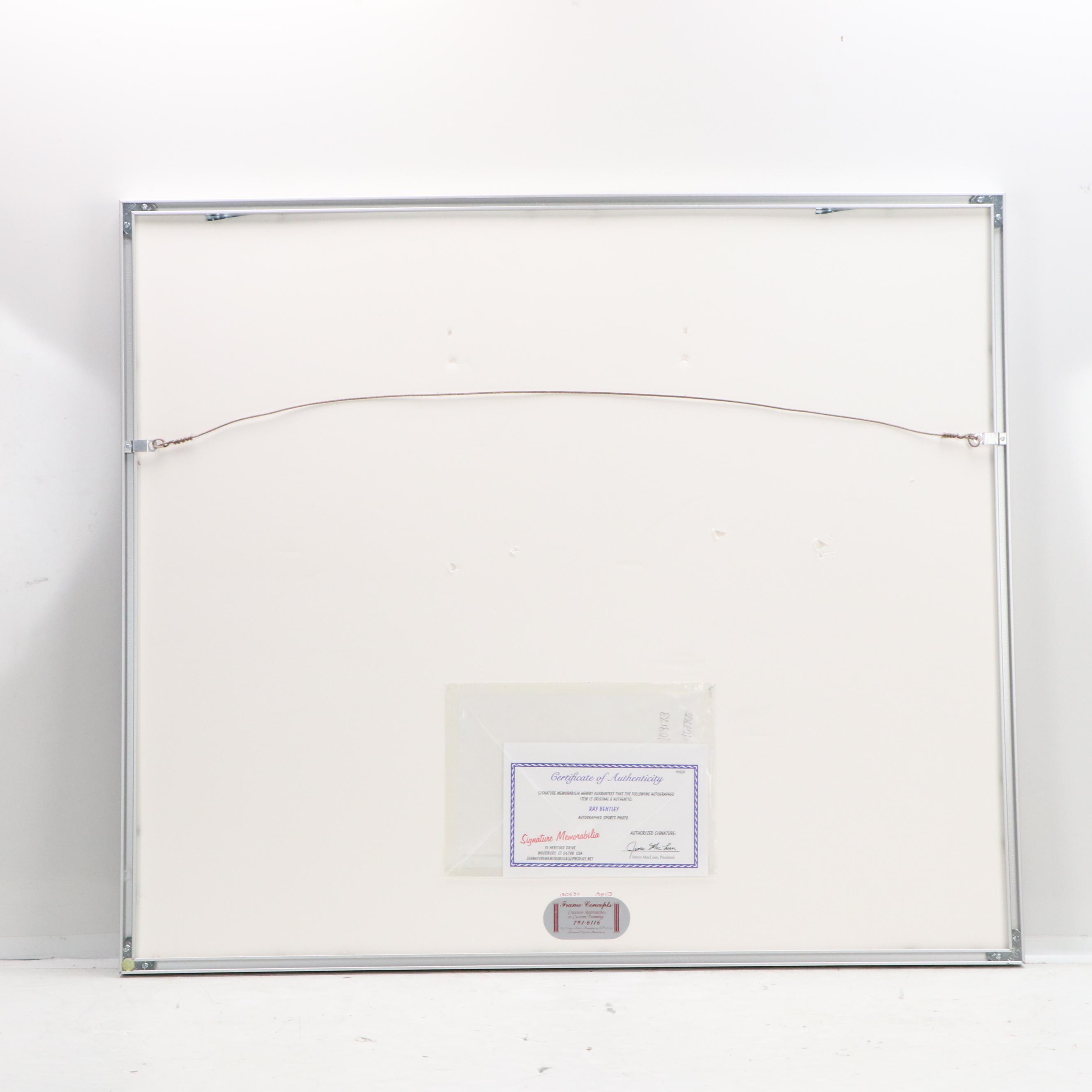 Ray Bentley Signed Buffalo Bills Print with Football Jersey and Display