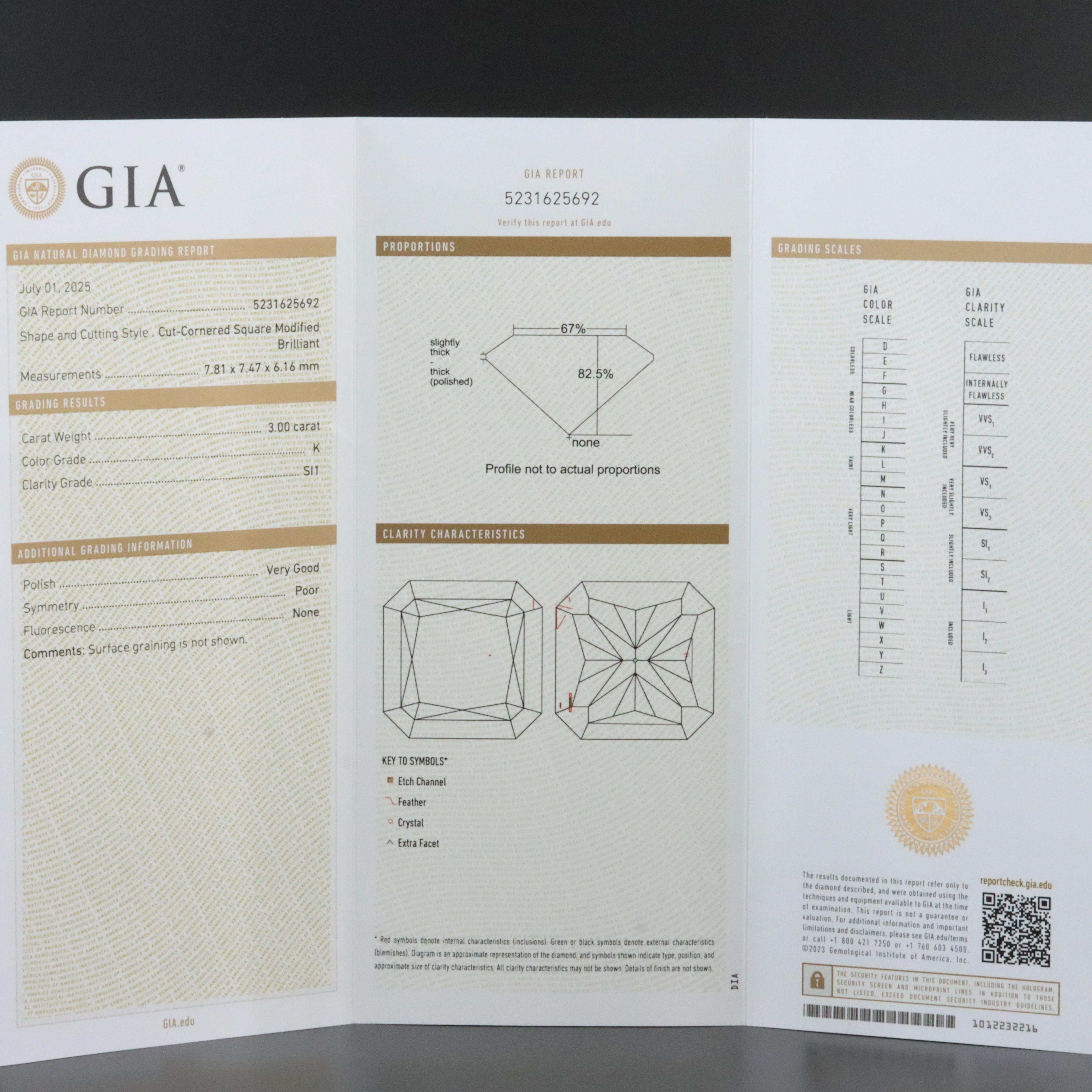 Platinum 3.00 CT Diamond and Sapphire Ring with GIA Report