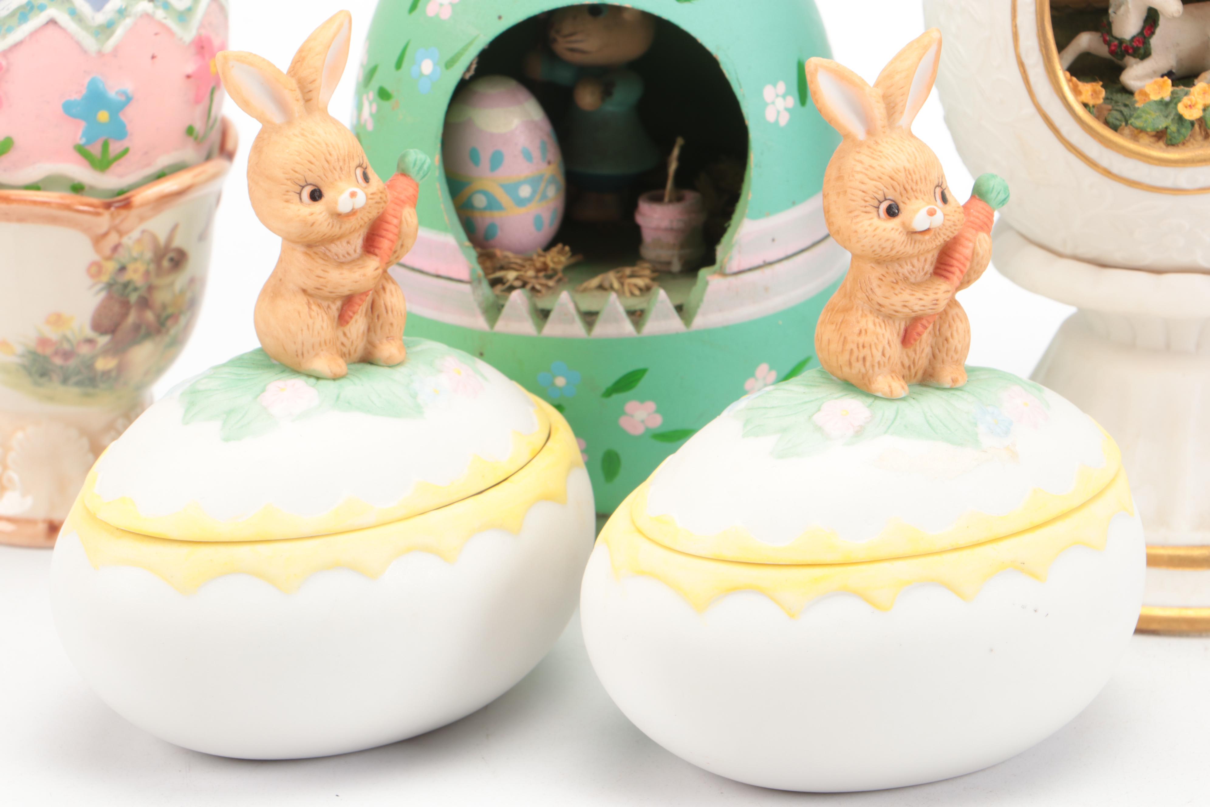 Franklin Mint "The Enchanted Garden of Romance" and Other Egg Figurines