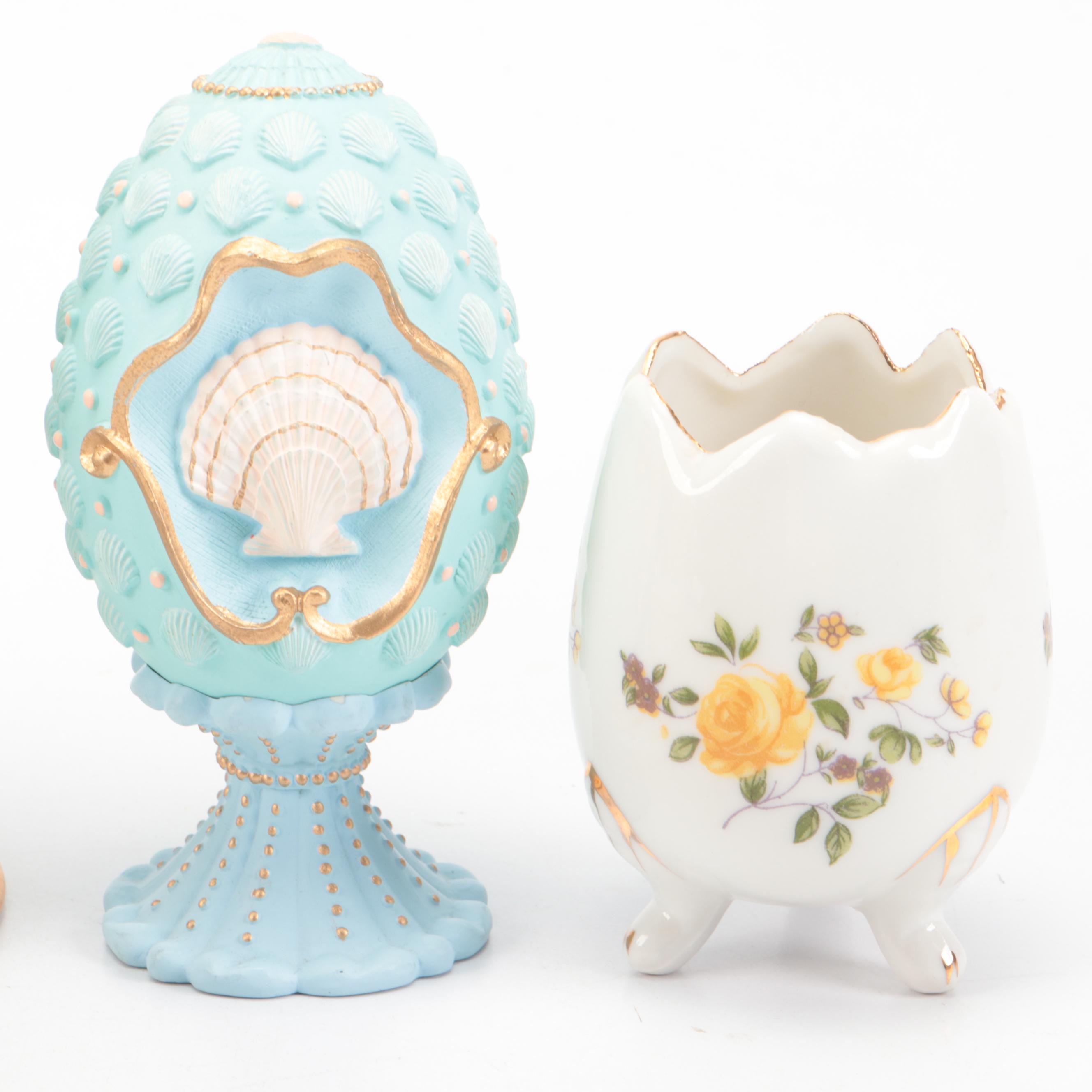 Franklin Mint "The Enchanted Garden of Romance" and Other Egg Figurines