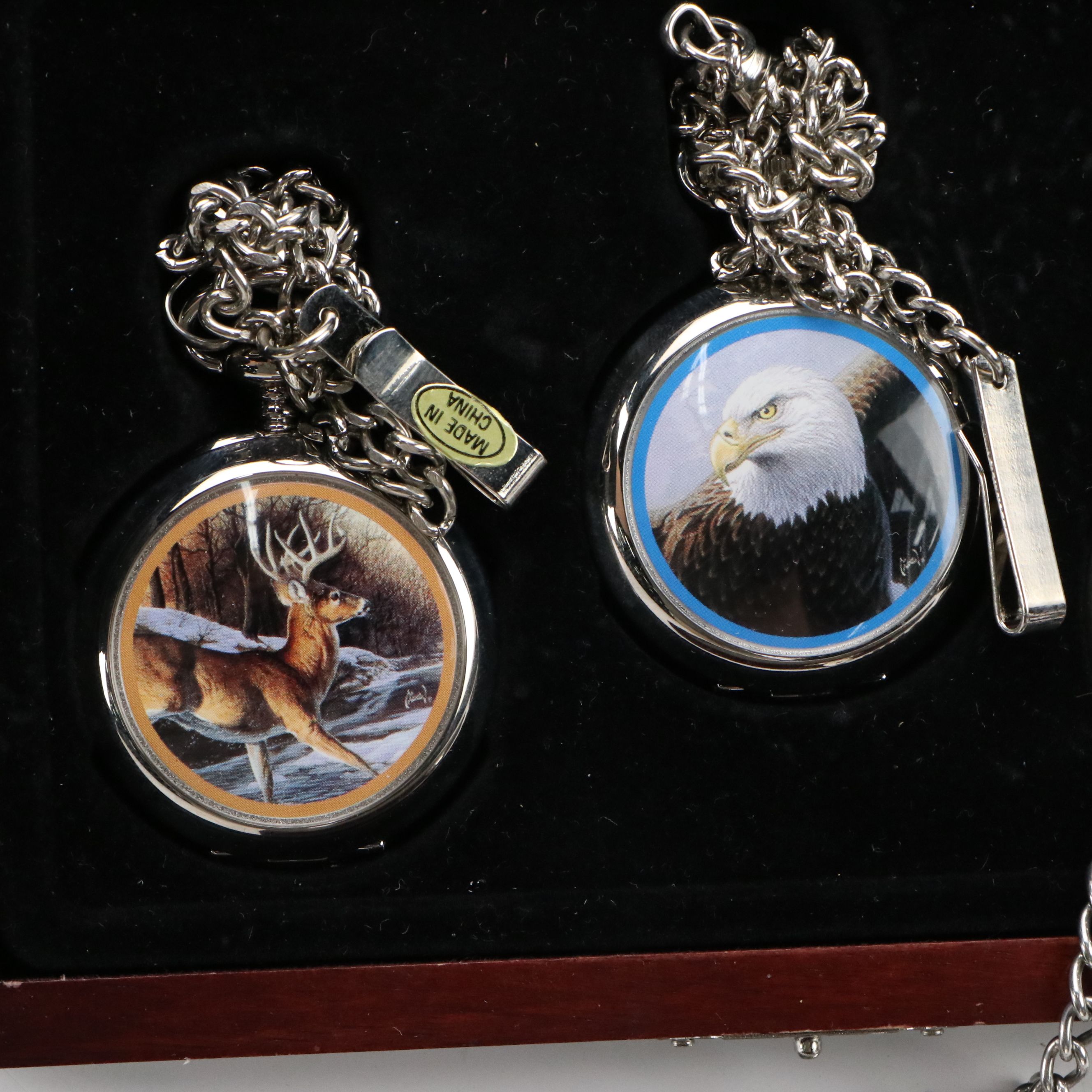 Elvis, John Wayne, and Wildlife Themed Knives with Westminster Pocket Watches