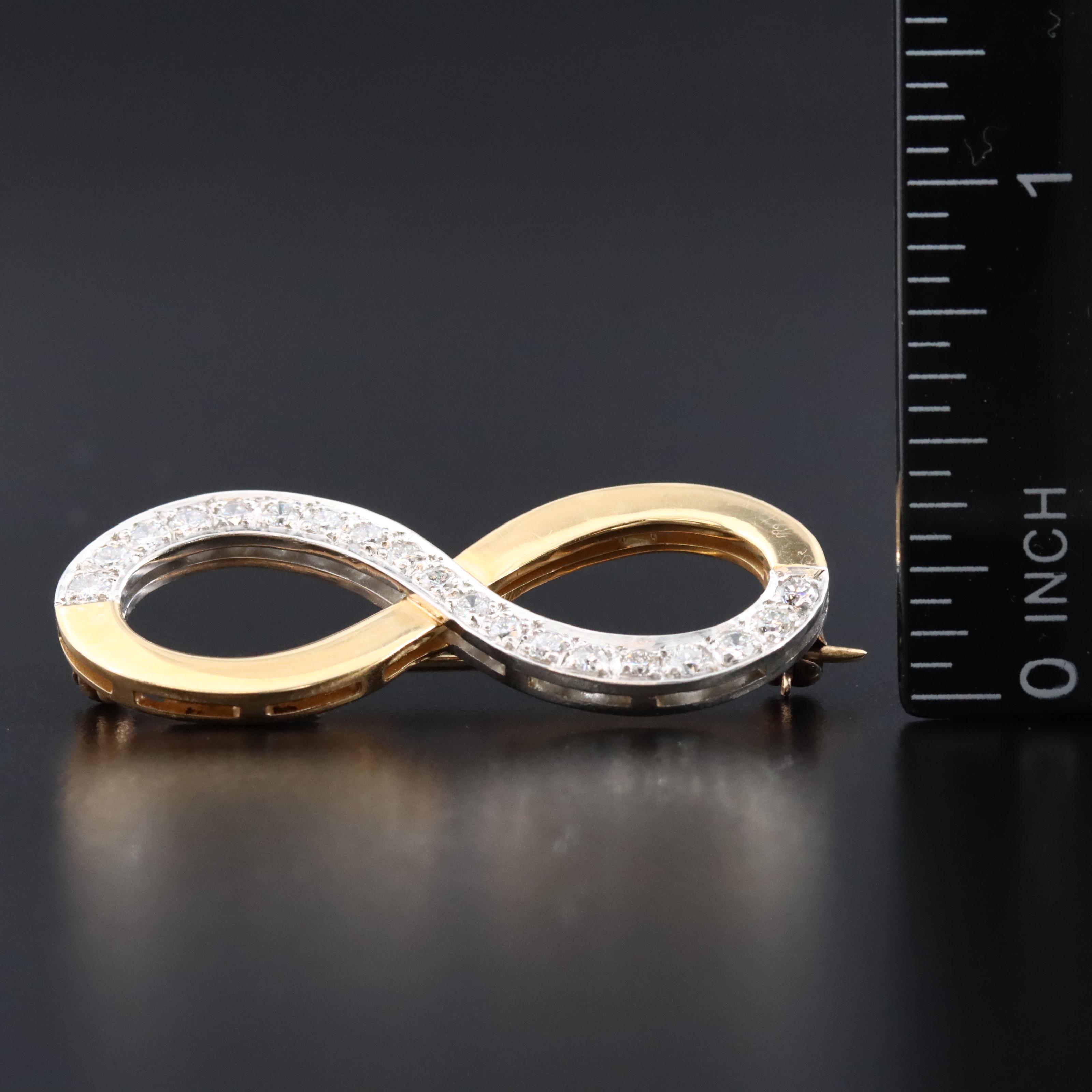 Platinum and 18K 0.64 CTW Diamond Infinity Brooch