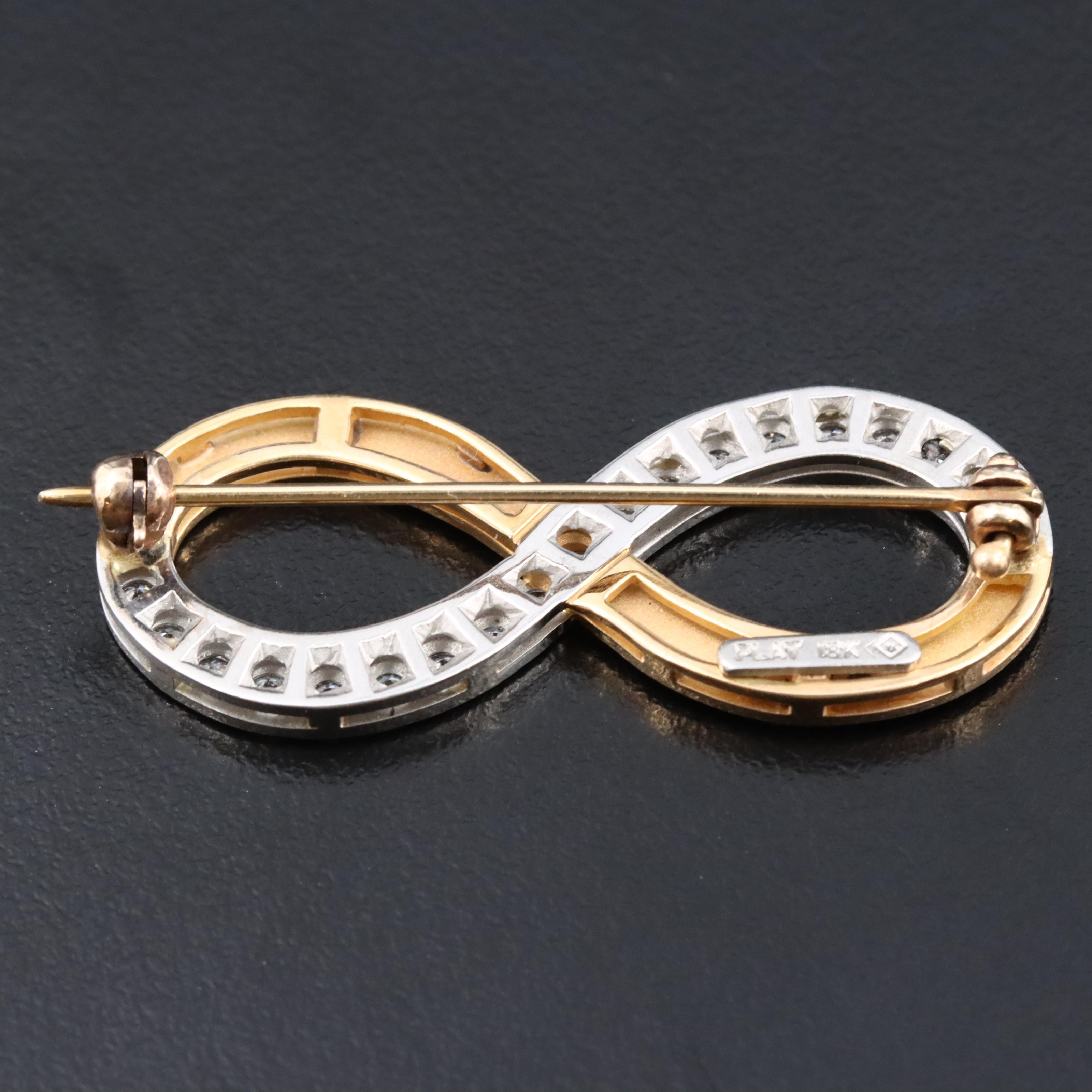 Platinum and 18K 0.64 CTW Diamond Infinity Brooch