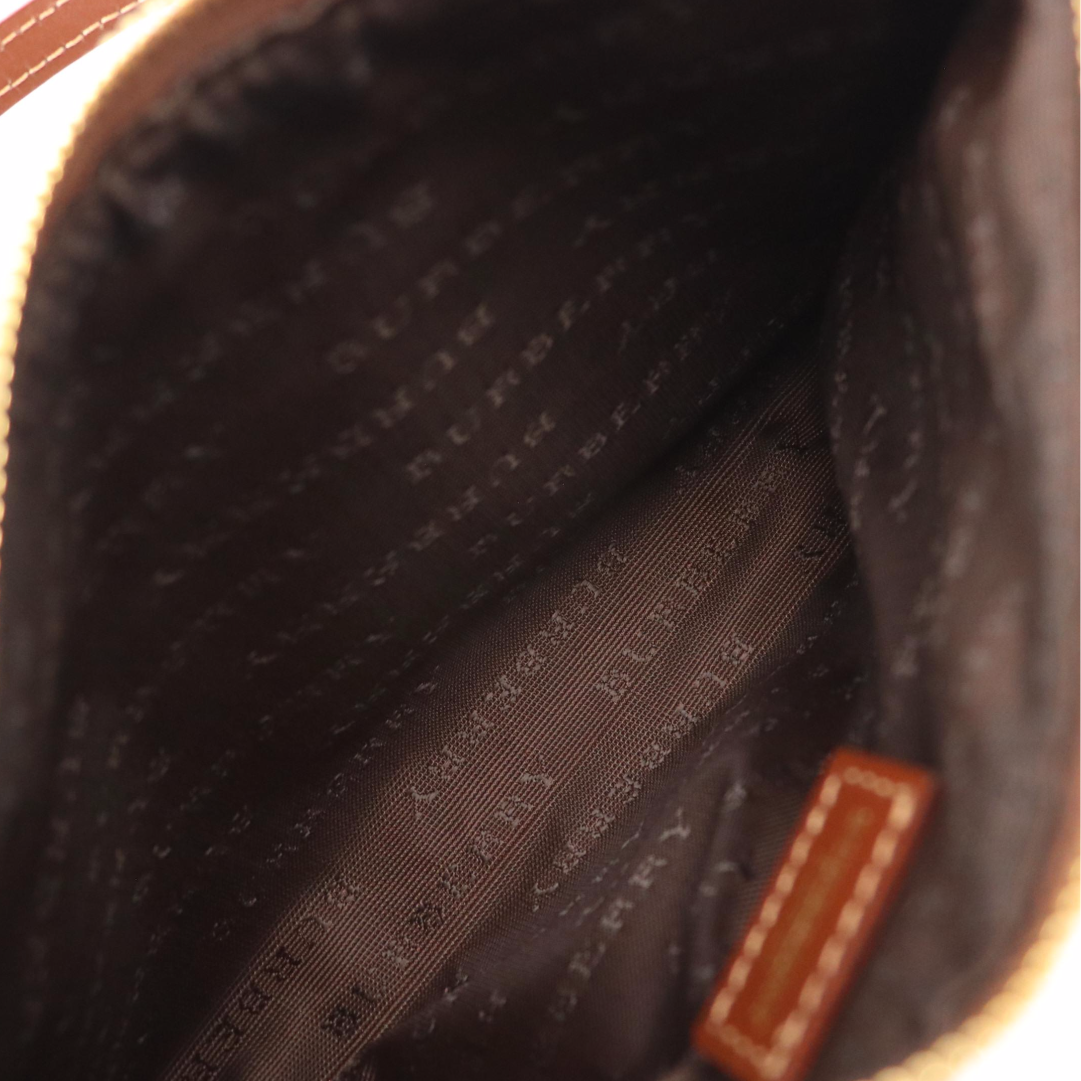 Burberry Pochette Shoulder Bag in Haymarket Check Canvas and Brown Leather