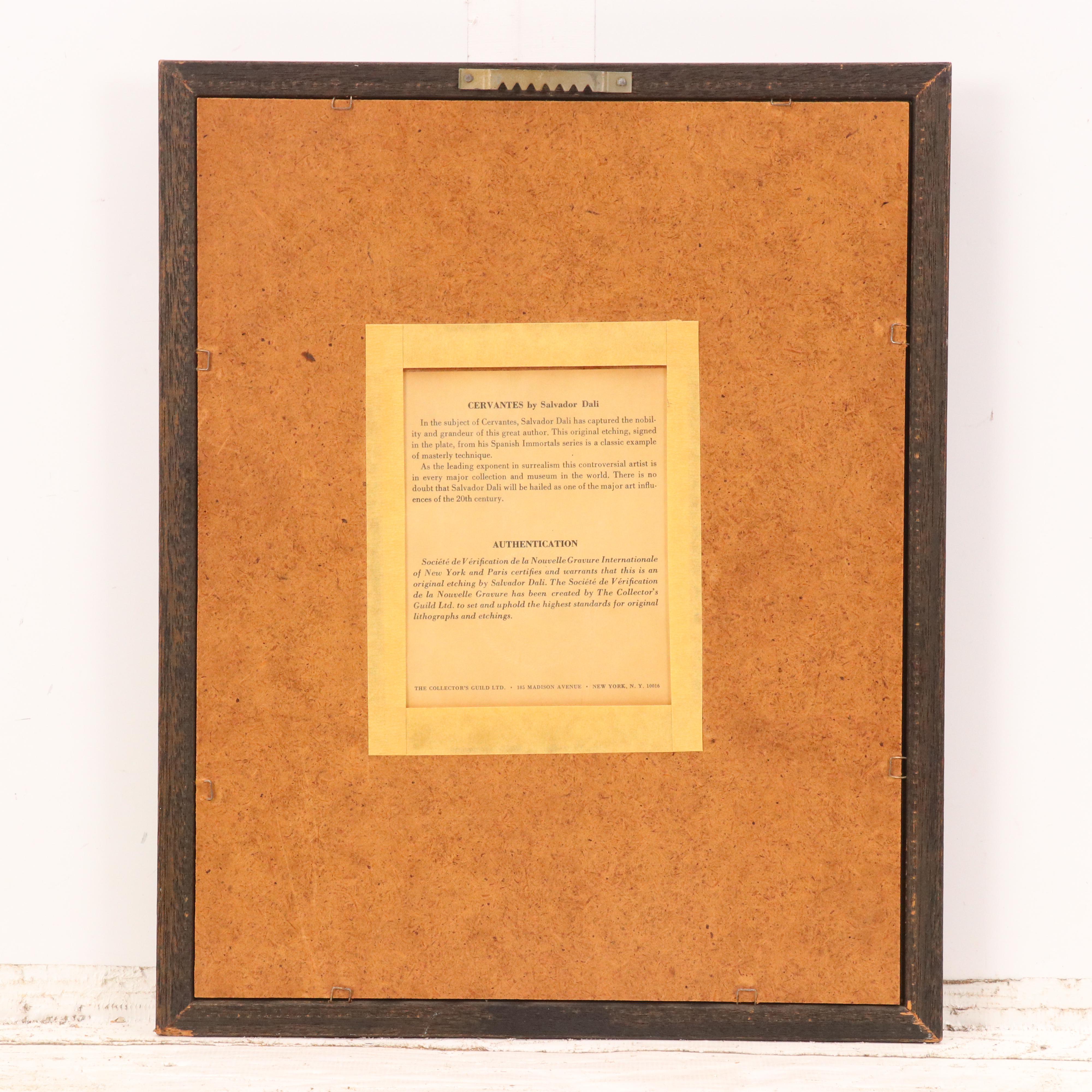 Salvador Dali Restrike Etching "Cervantes"