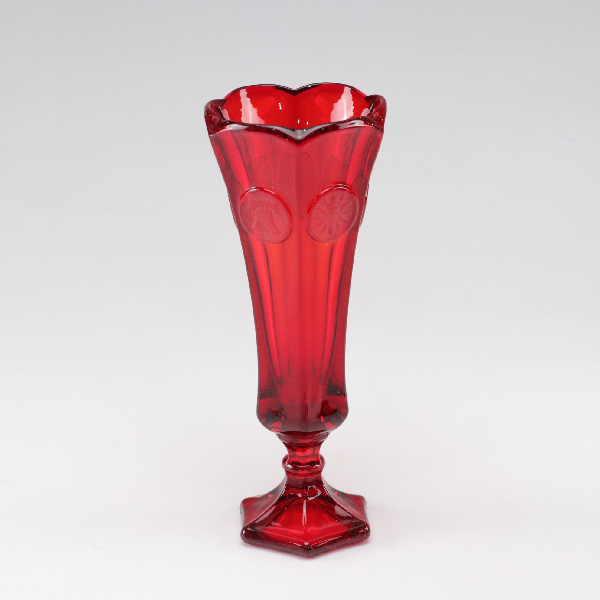 Ruby Red Glass with Fostoria "Coin" Vase