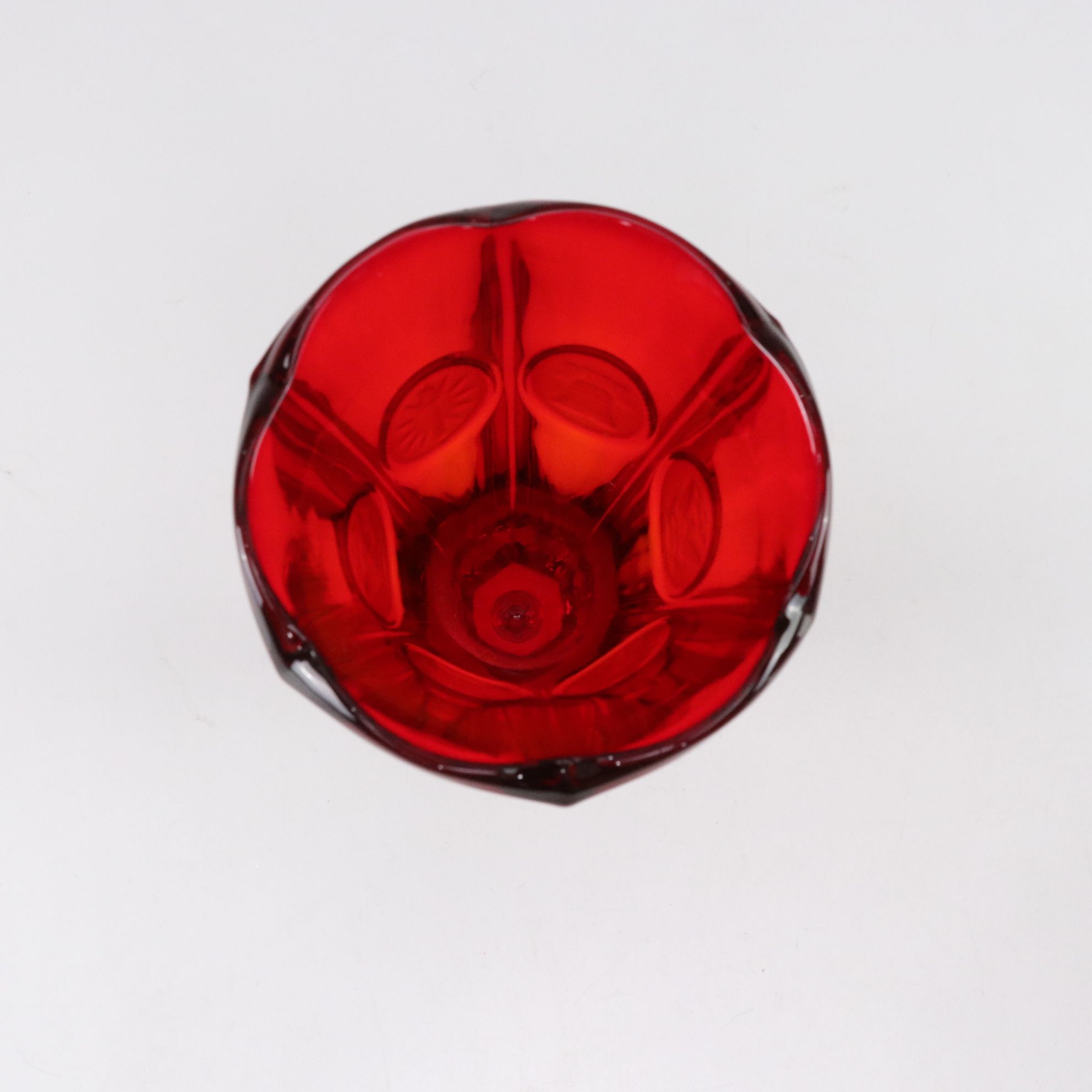 Ruby Red Glass with Fostoria "Coin" Vase