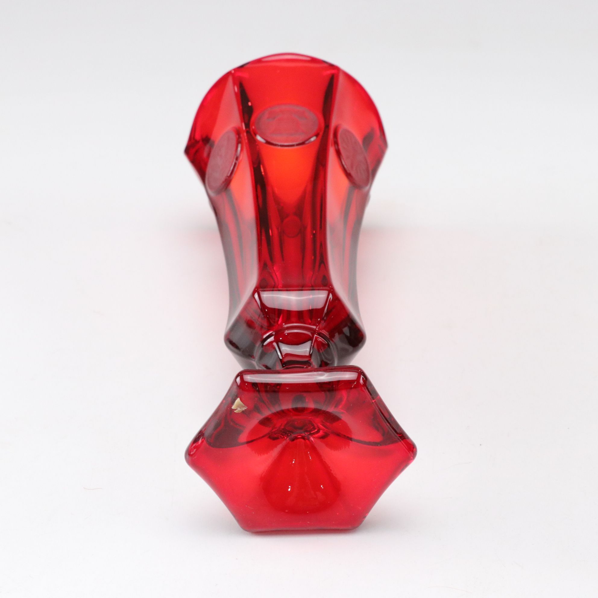 Ruby Red Glass with Fostoria "Coin" Vase