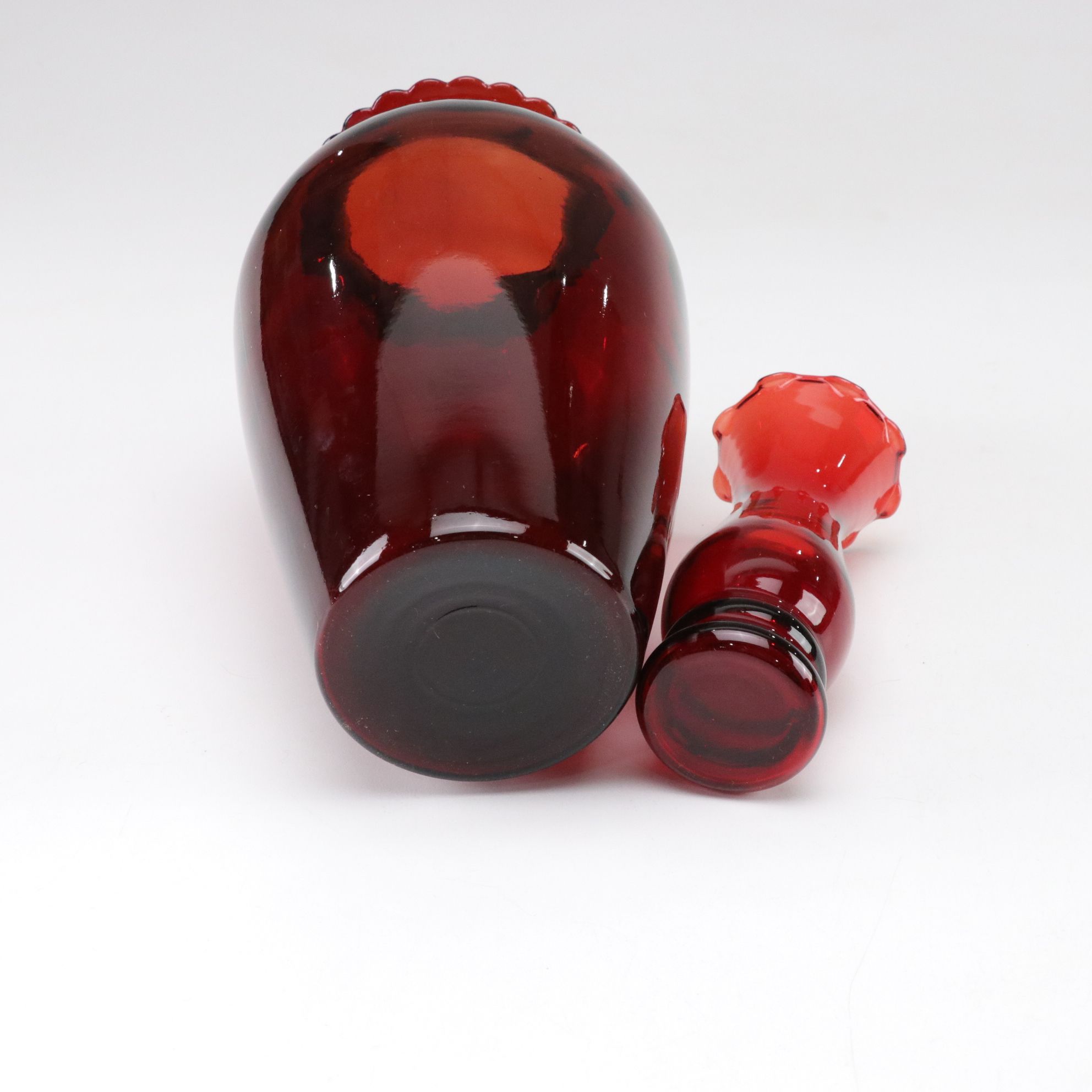 Ruby Red Glass with Fostoria "Coin" Vase
