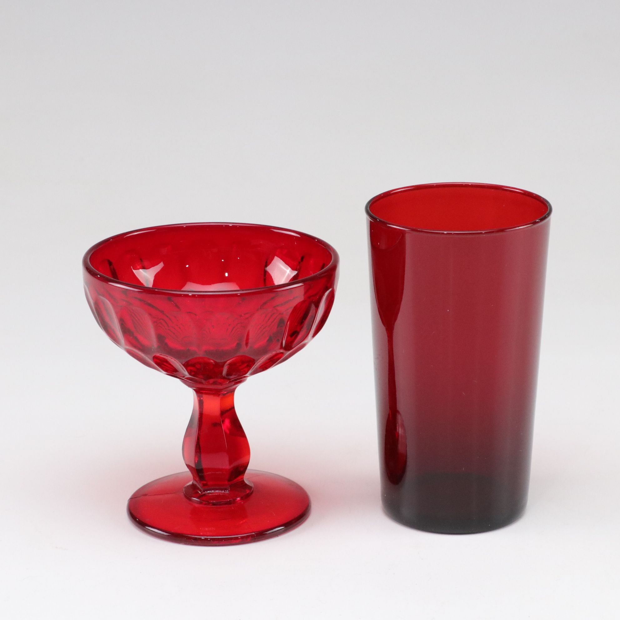 Ruby Red Glass with Fostoria "Coin" Vase