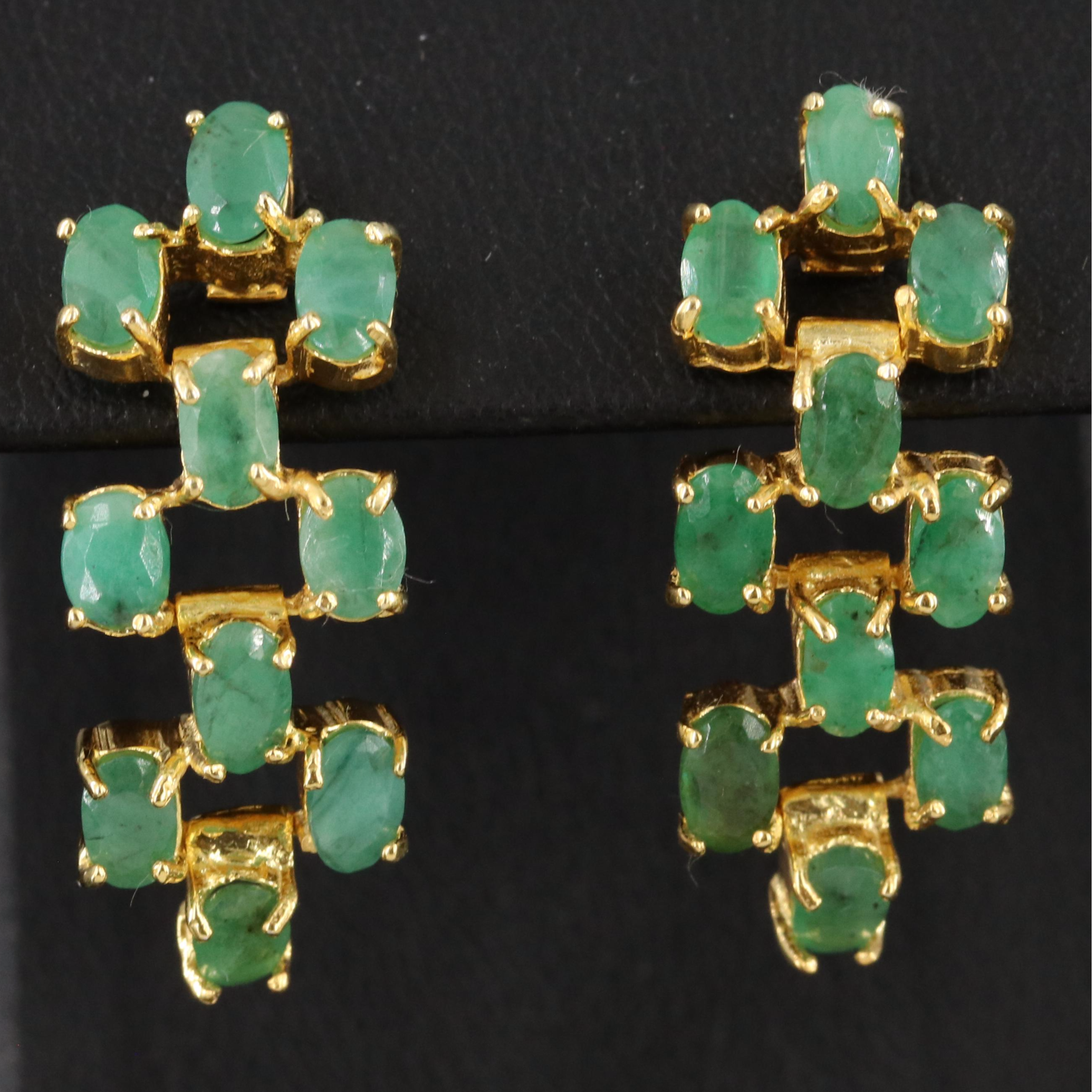 Sterling Emerald Drop Earrings