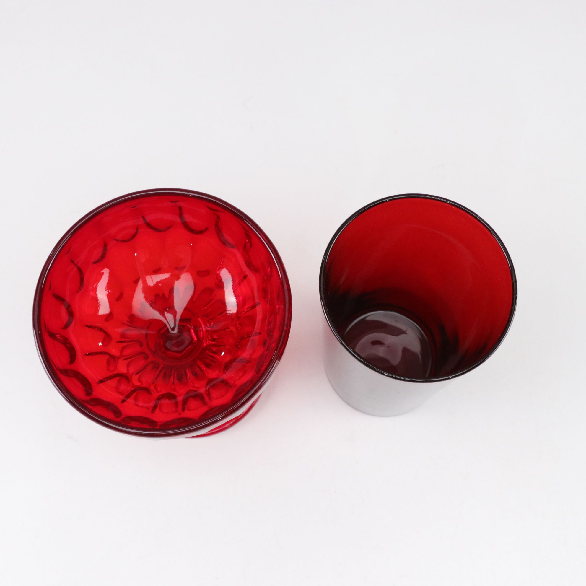 Ruby Red Glass with Fostoria "Coin" Vase
