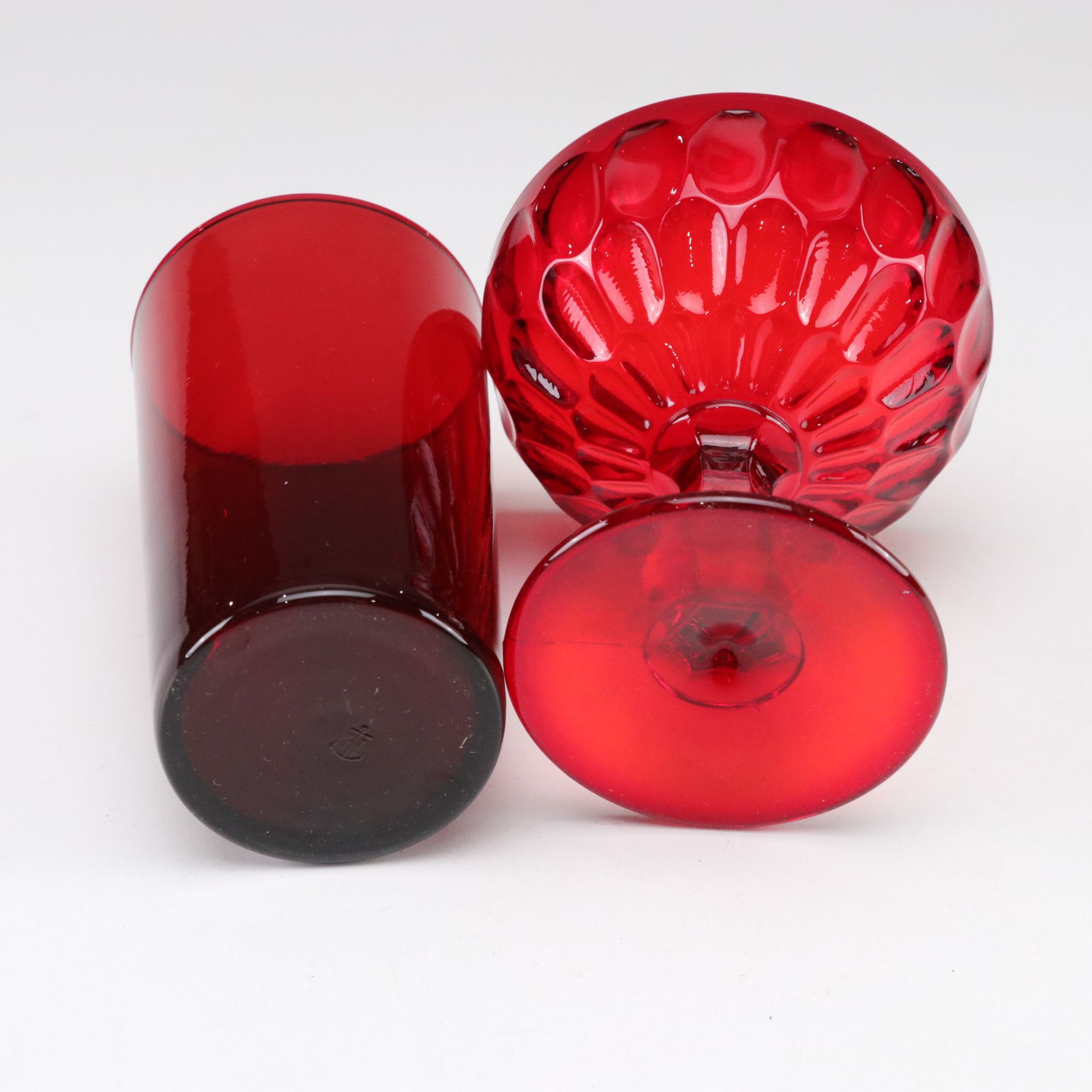 Ruby Red Glass with Fostoria "Coin" Vase
