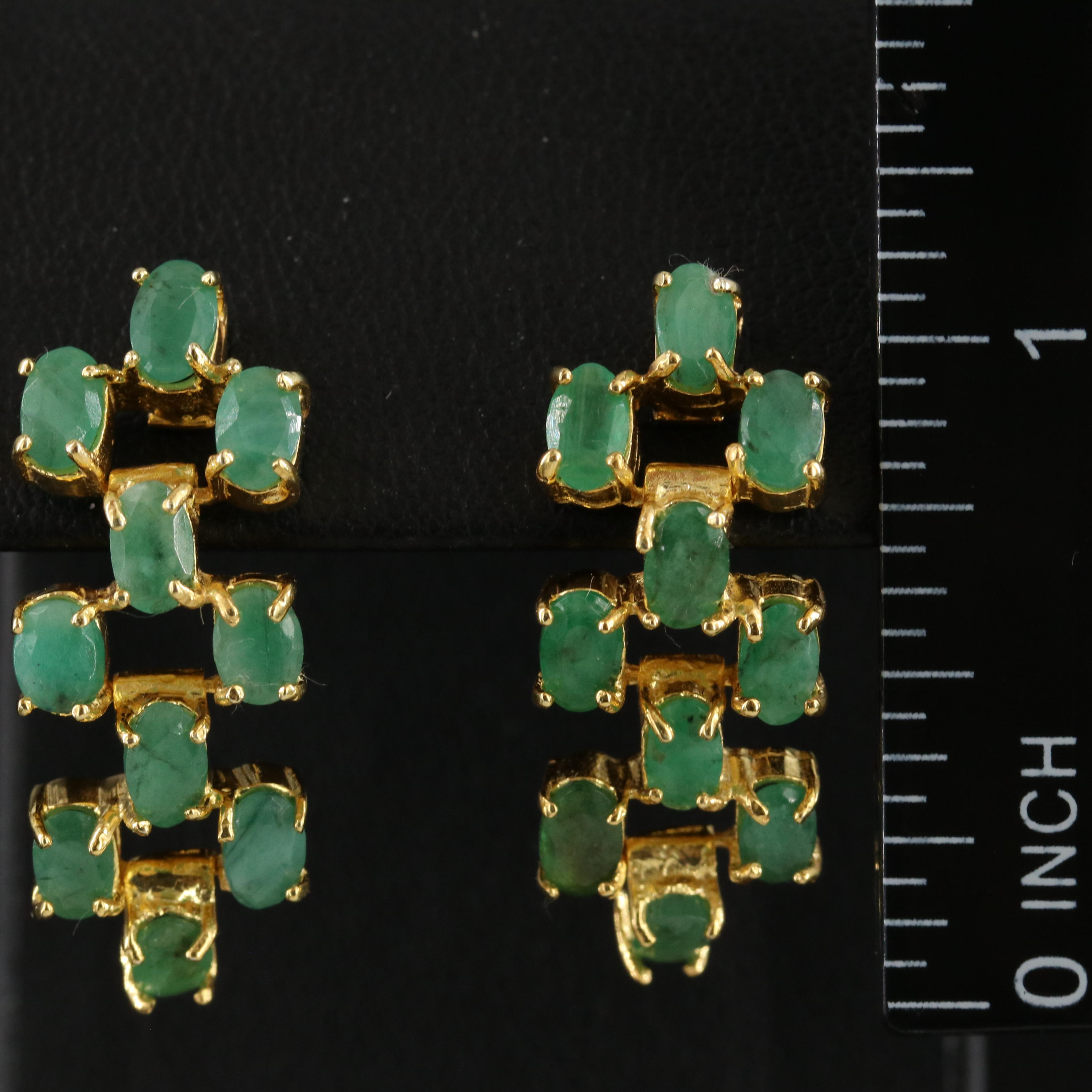 Sterling Emerald Drop Earrings
