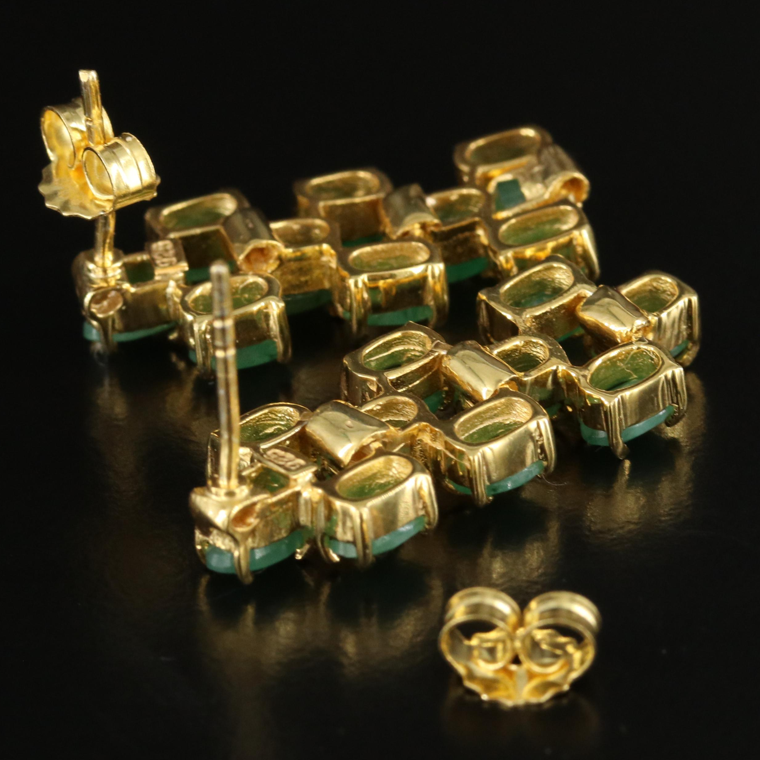 Sterling Emerald Drop Earrings