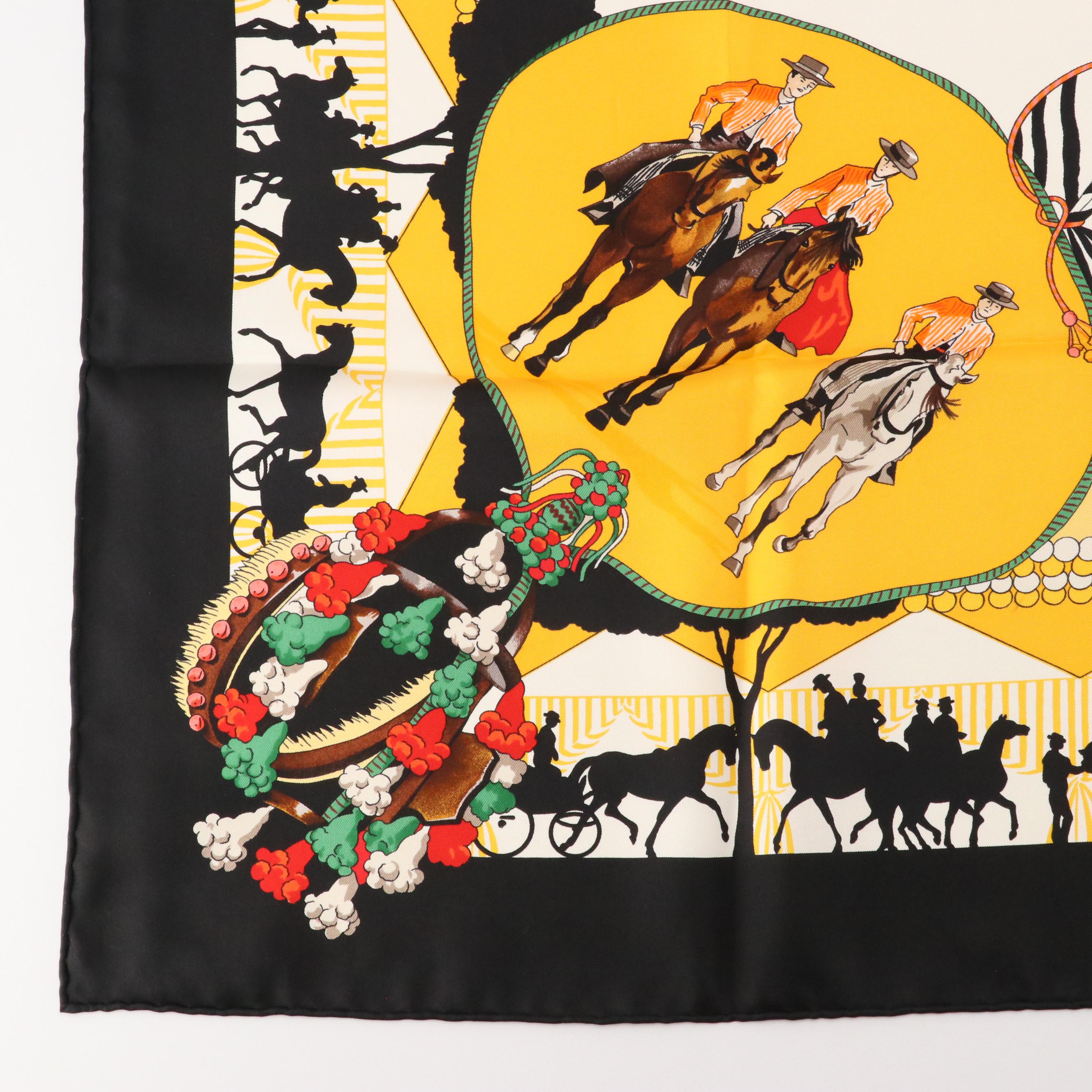 Hermès "Feria de Sevilla" Silk Twill Scarf 90 in Box