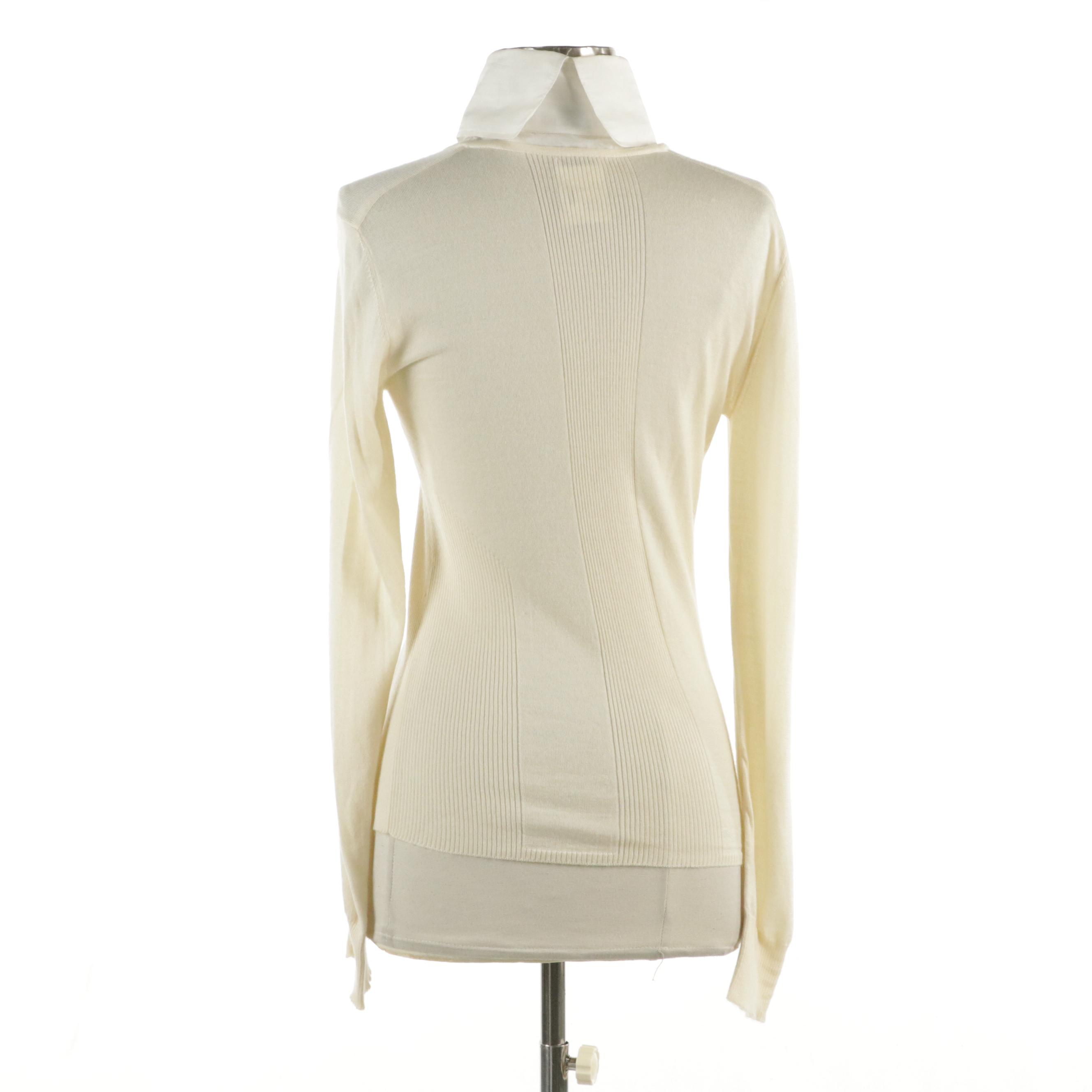 Chanel Cruise Collection Long Sleeve Cashmere Silk Knit Top