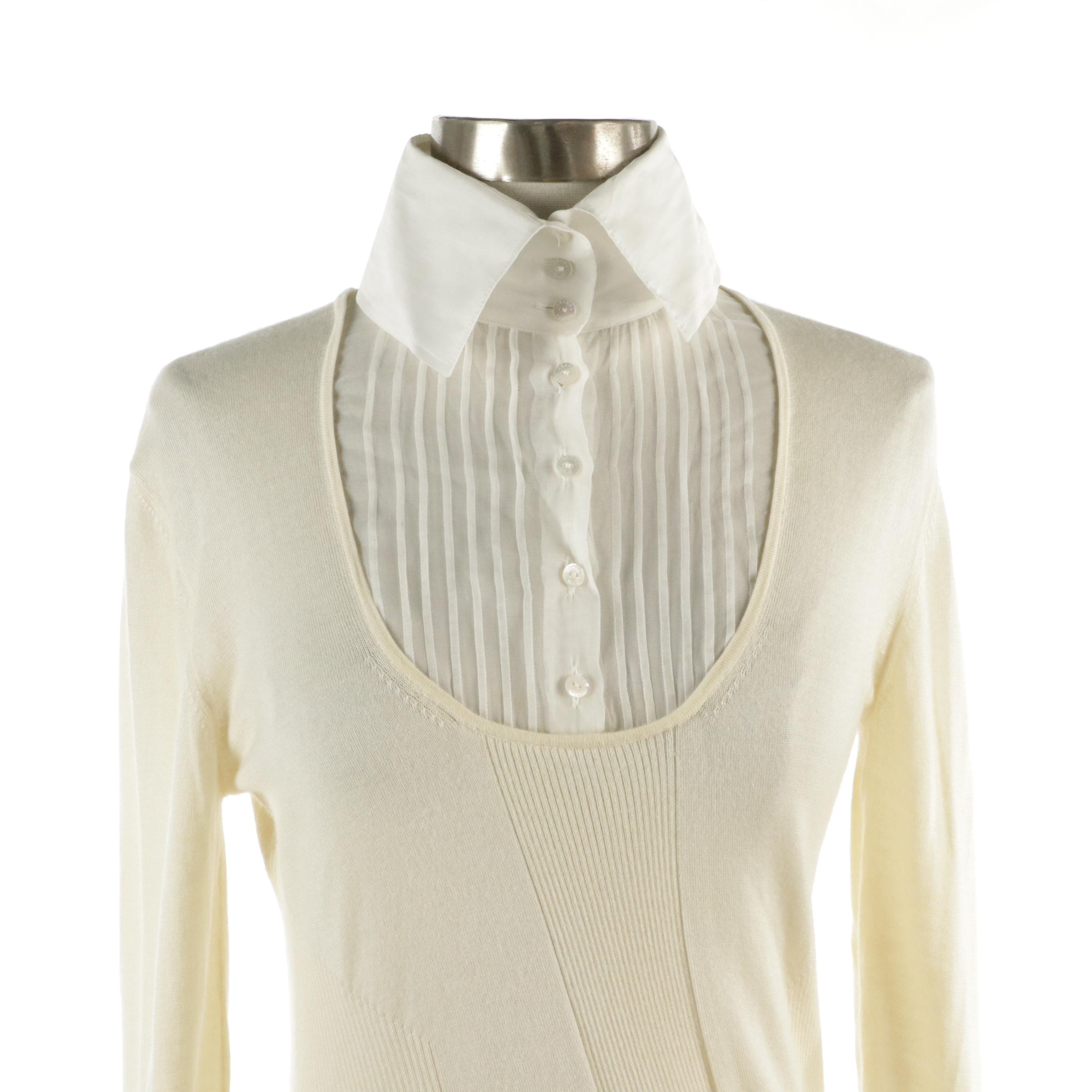 Chanel Cruise Collection Long Sleeve Cashmere Silk Knit Top