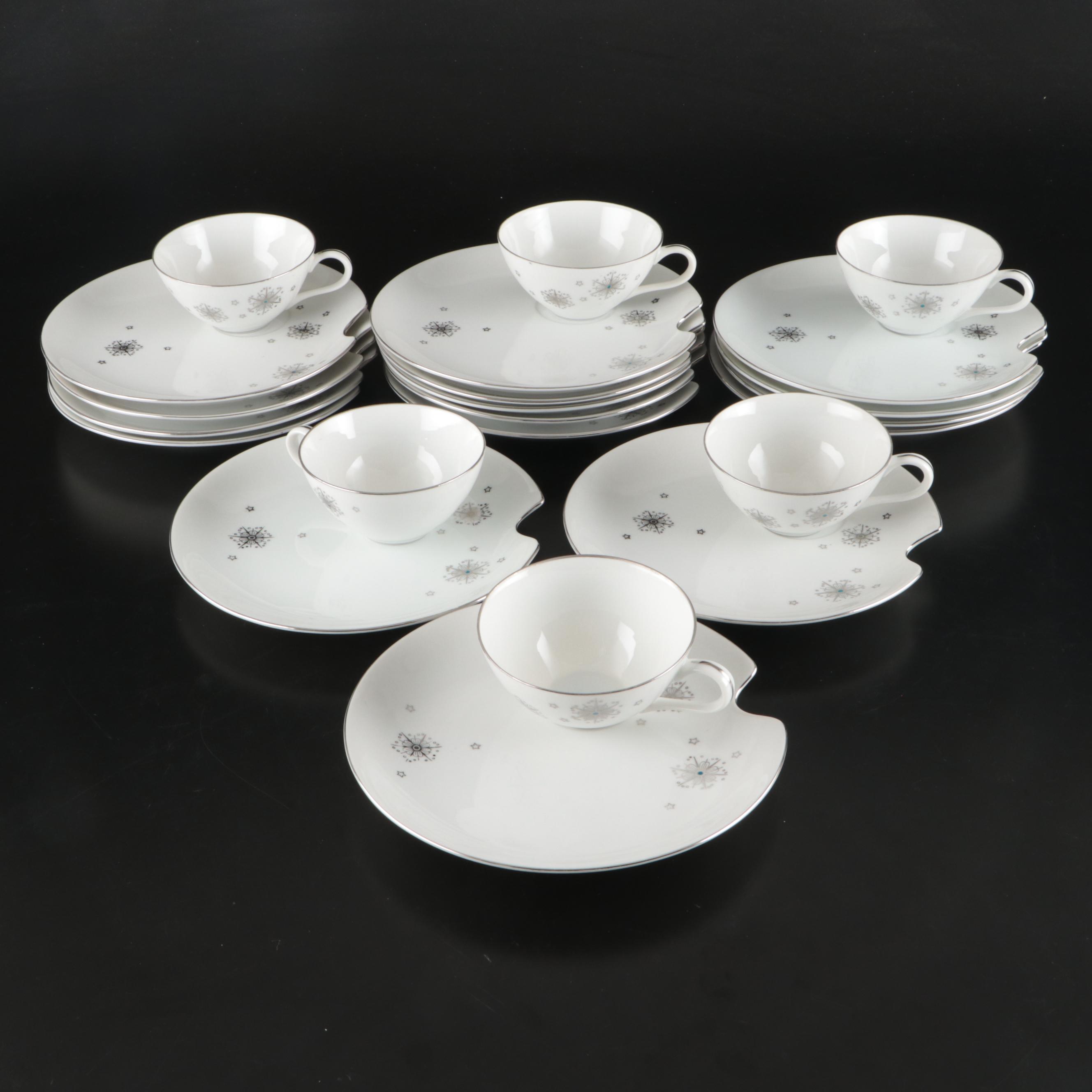 Summit "Stardust" Fine China Teacups and Snack Plates