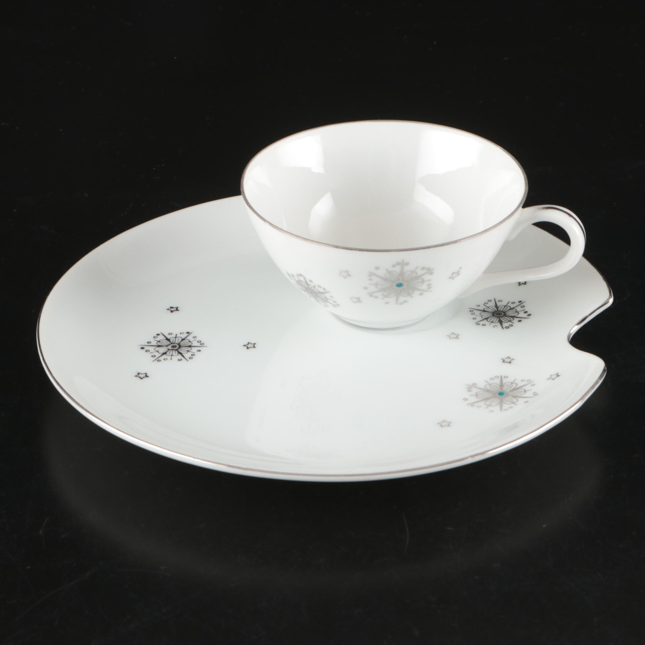 Summit "Stardust" Fine China Teacups and Snack Plates