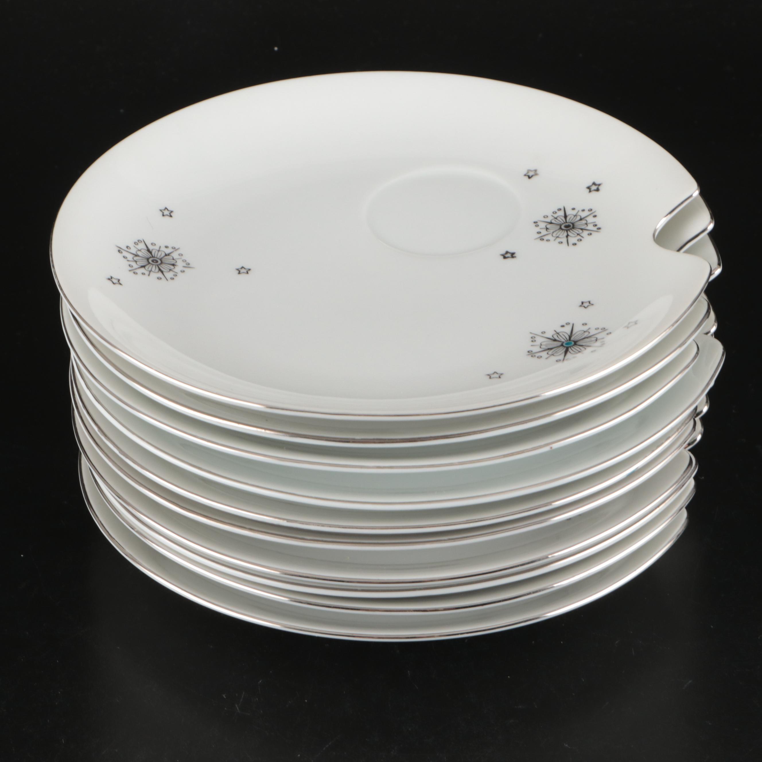 Summit "Stardust" Fine China Teacups and Snack Plates