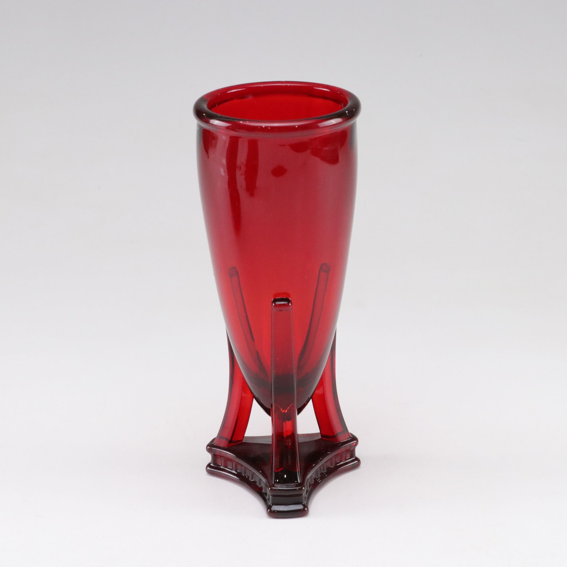 Ruby Red Glass with Anchor Hocking Vases and Three "Windsor" Glasses