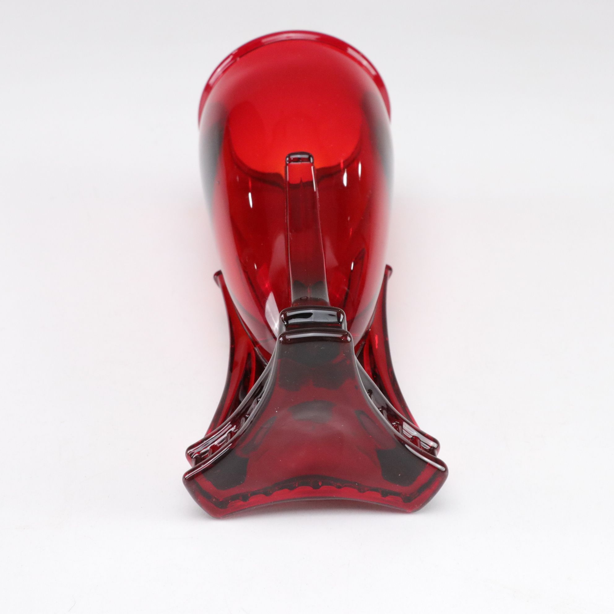 Ruby Red Glass with Anchor Hocking Vases and Three "Windsor" Glasses