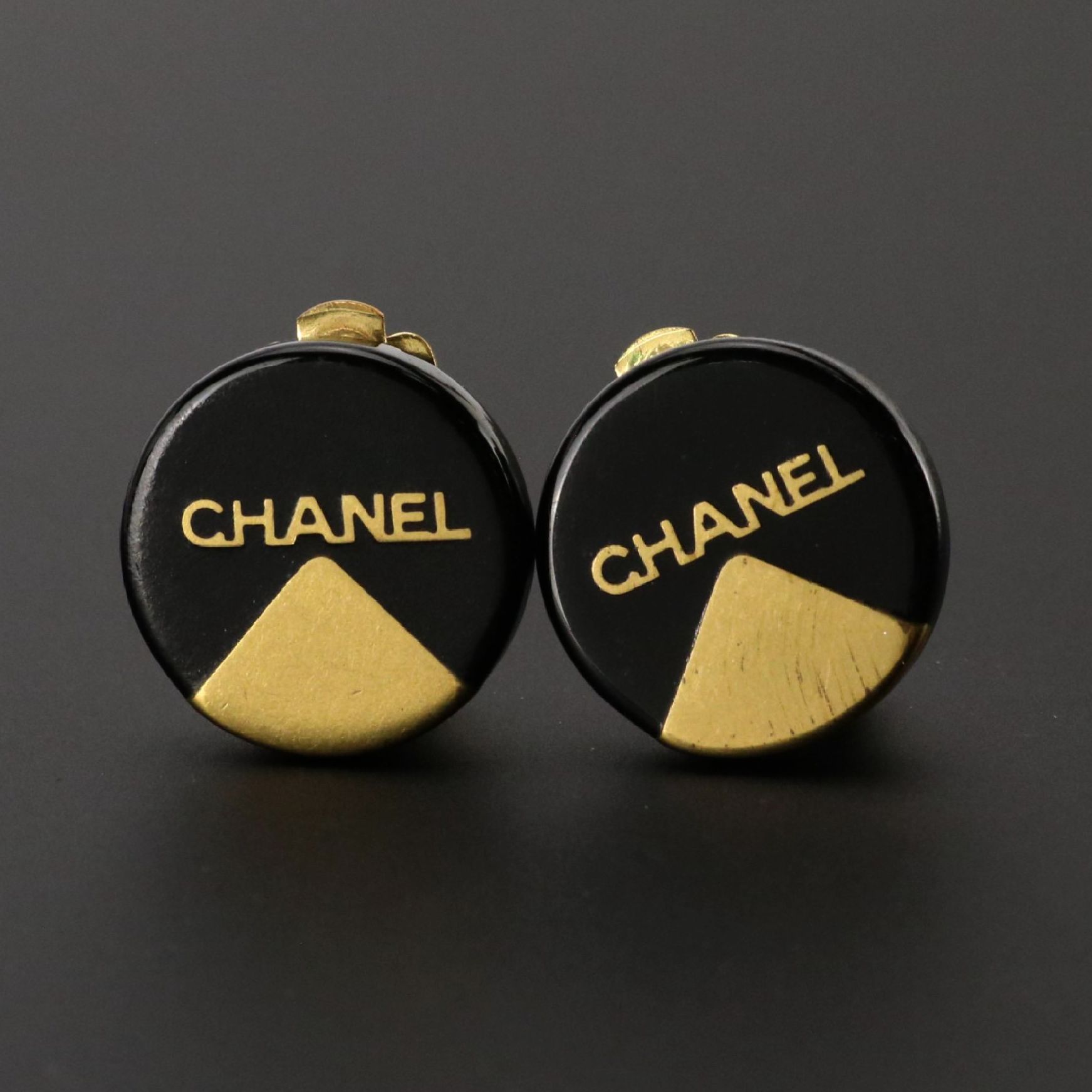 Chanel Logo Button Clip Earrings