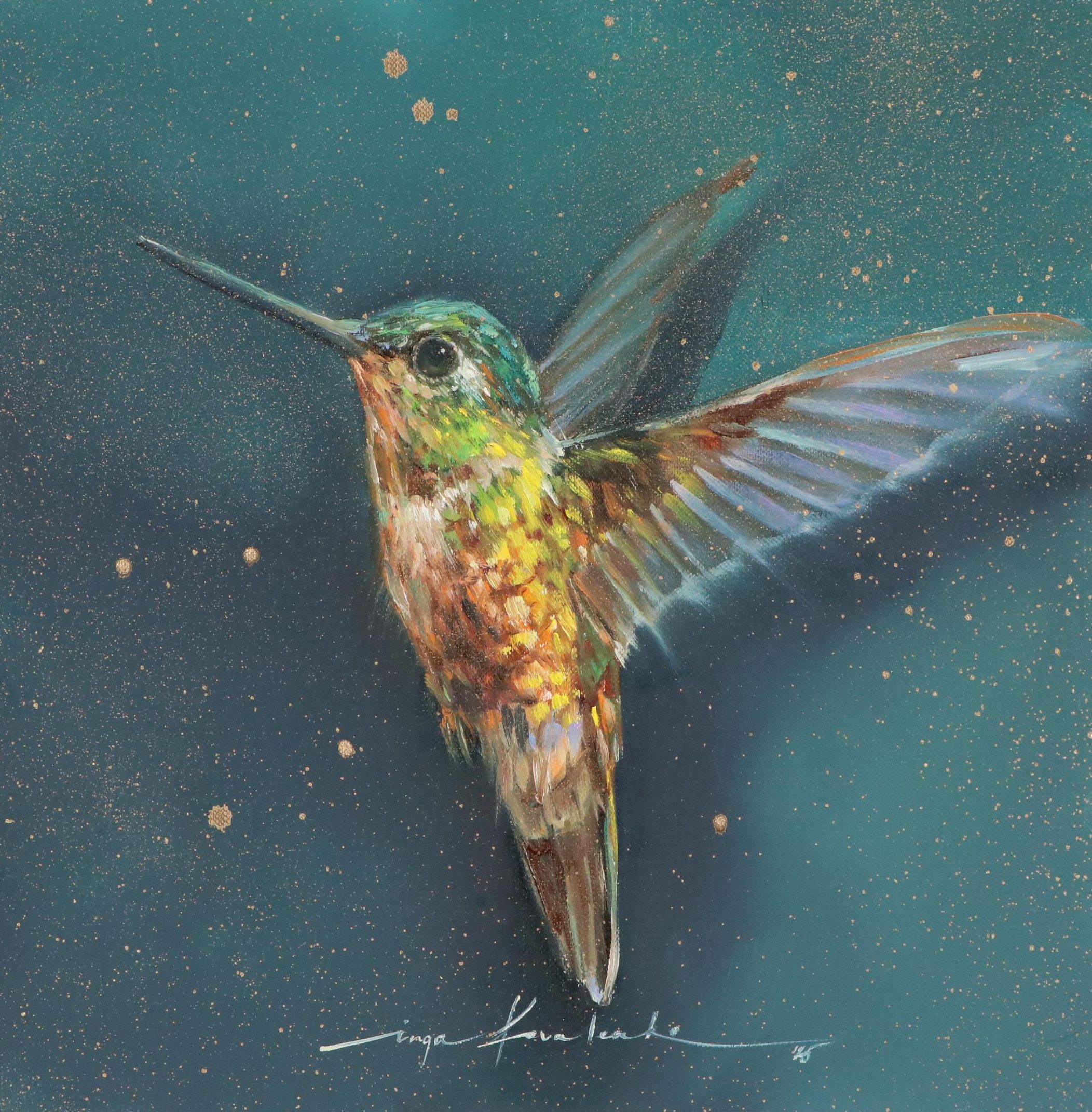 Inga Kovalenko Oil Painting of a Hummingbird, 2025