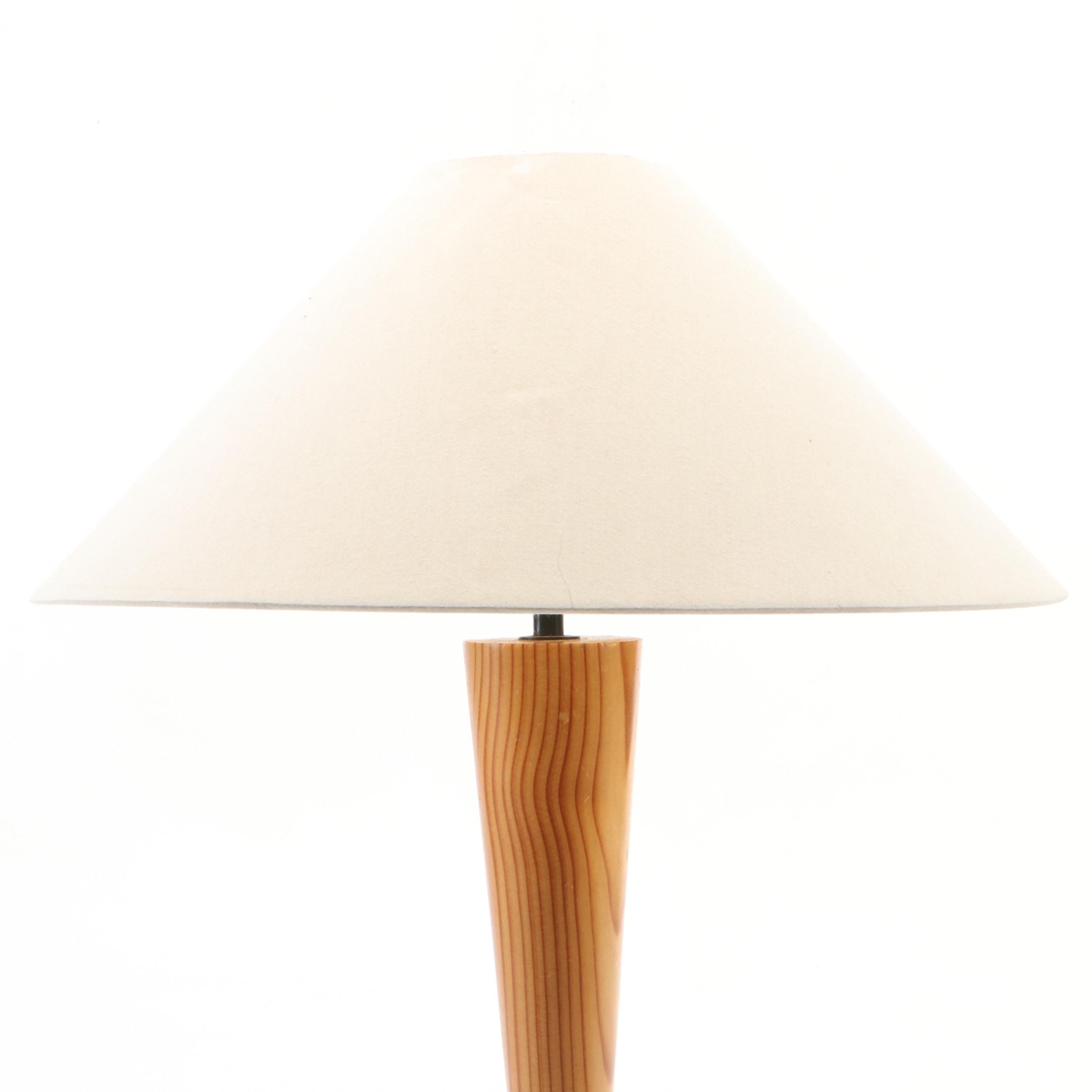 Deco Revival Style Pine Wood Table Lamp with Coolie Cotton Shade