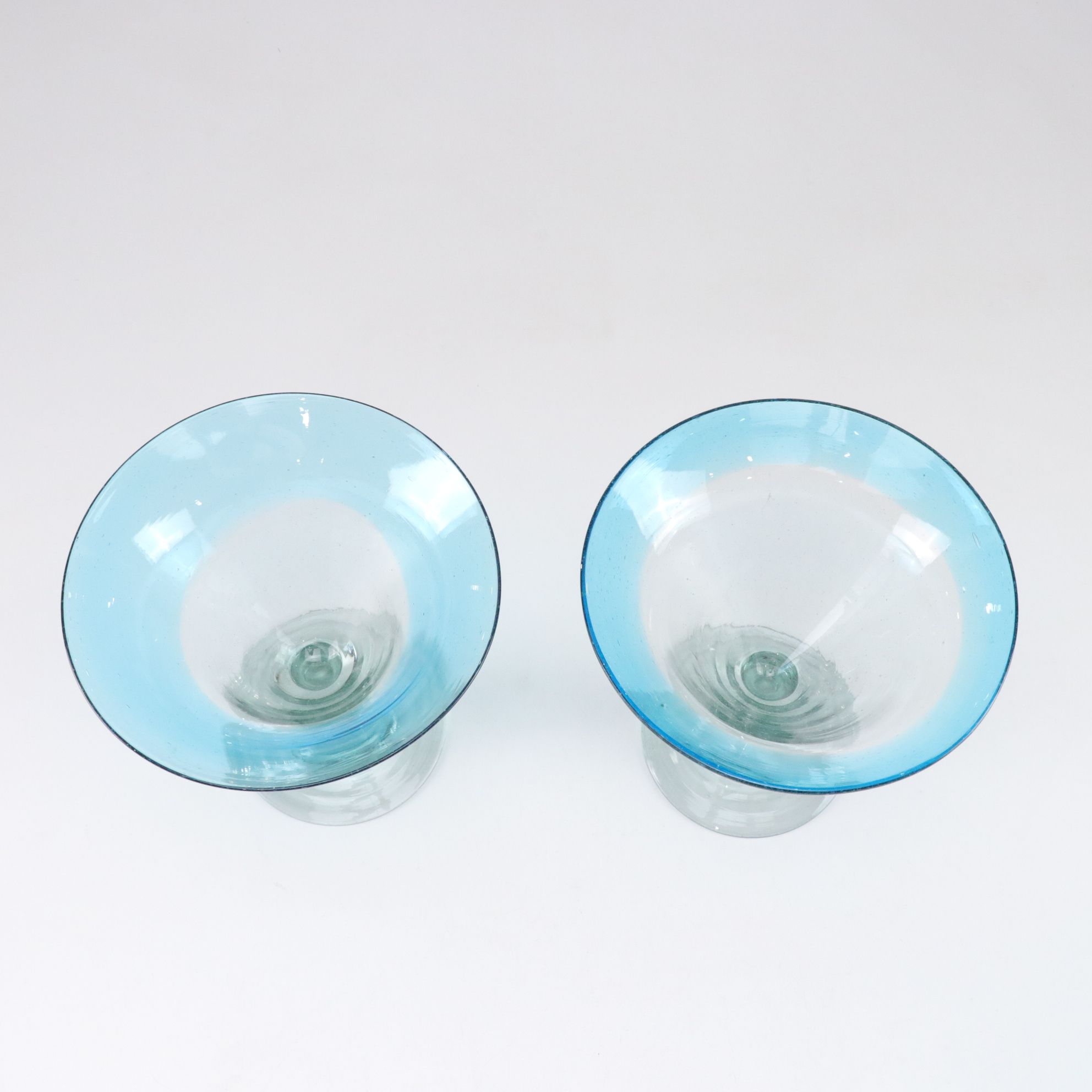 Cerulean Rim Margarita Glasses and Centerpiece Bowl with Swirl Glass Coasters