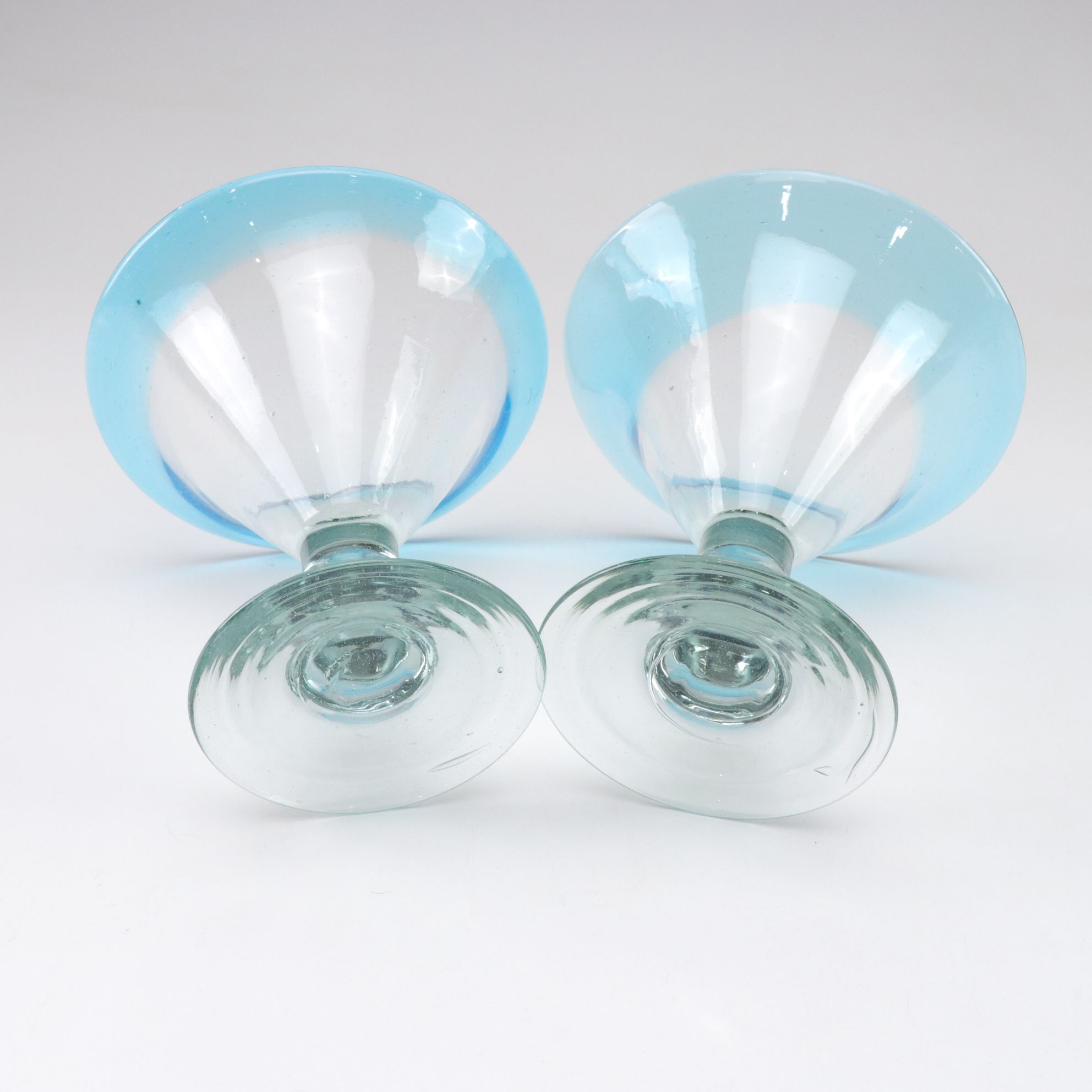 Cerulean Rim Margarita Glasses and Centerpiece Bowl with Swirl Glass Coasters