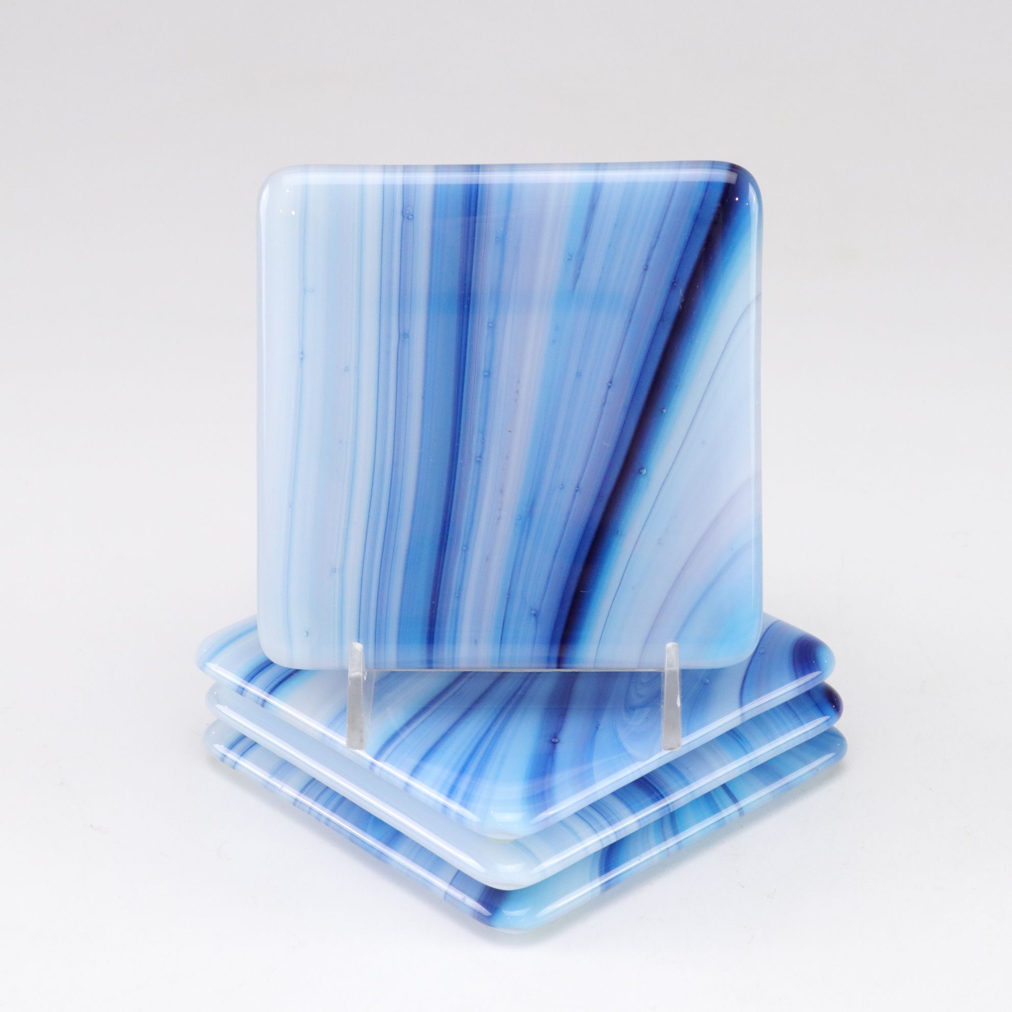 Cerulean Rim Margarita Glasses and Centerpiece Bowl with Swirl Glass Coasters