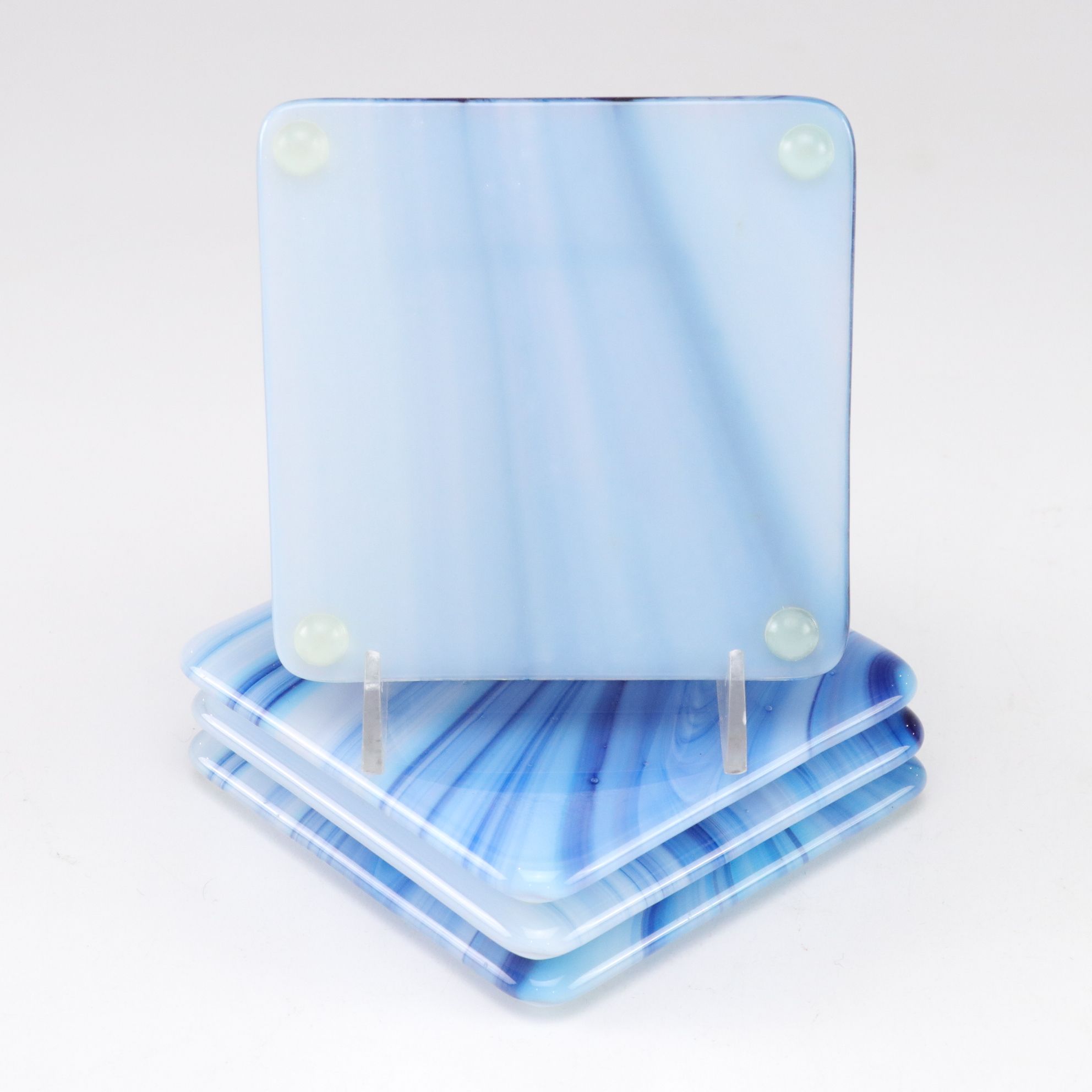 Cerulean Rim Margarita Glasses and Centerpiece Bowl with Swirl Glass Coasters