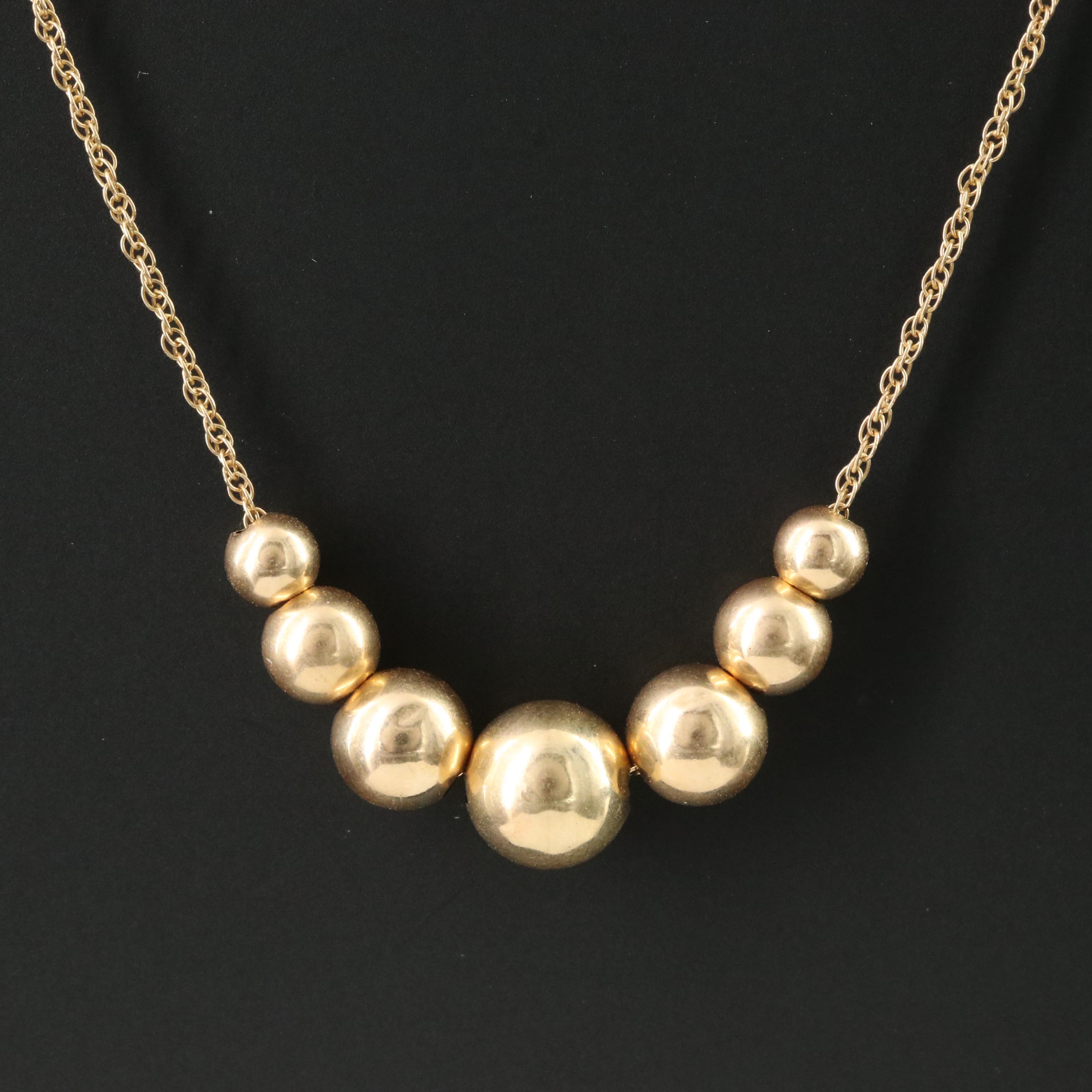 14K Graduated Bead Necklace