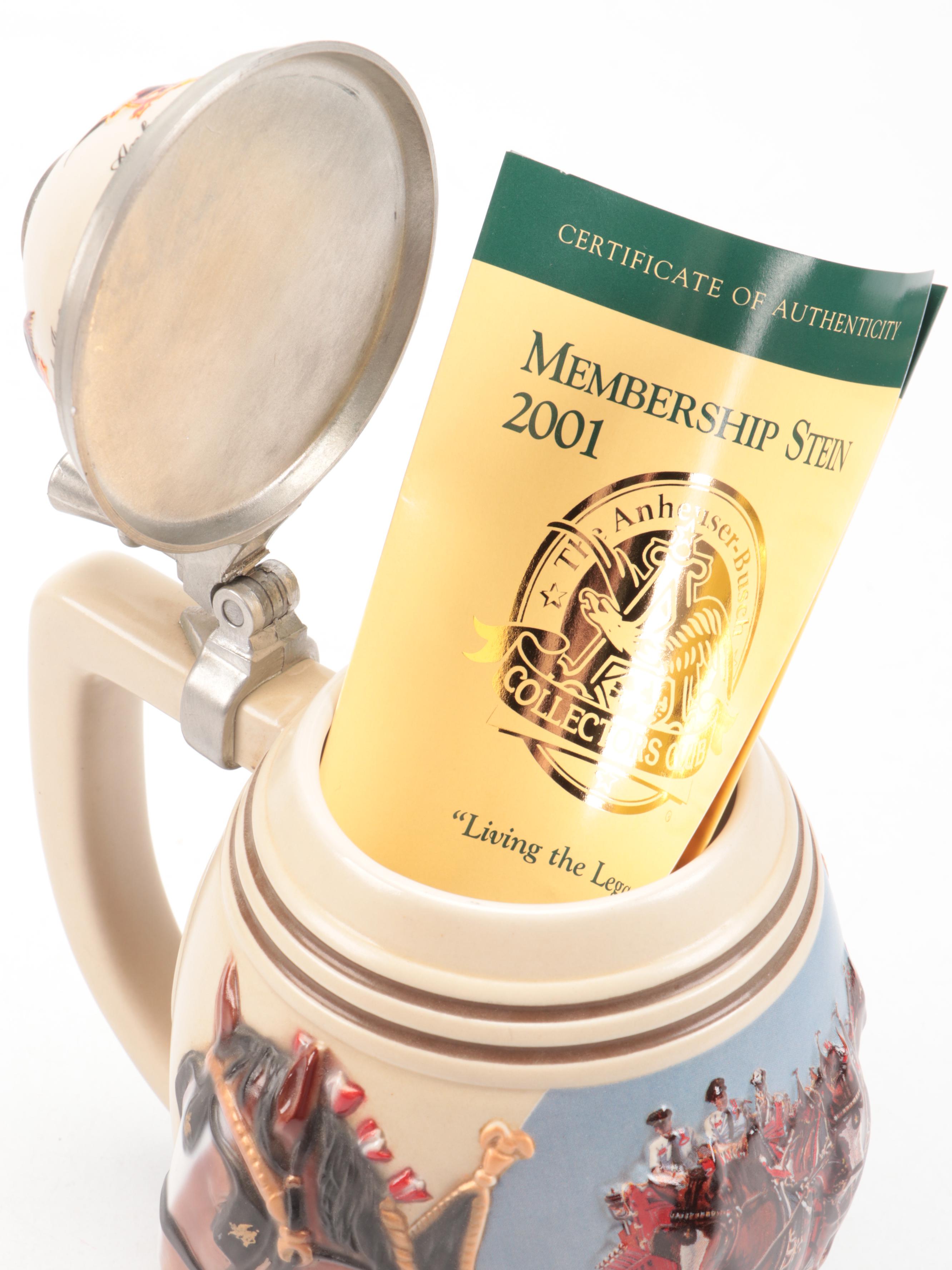 Ceramarte for Anheuser-Busch Collectors Club Membership Steins, 2000–2002