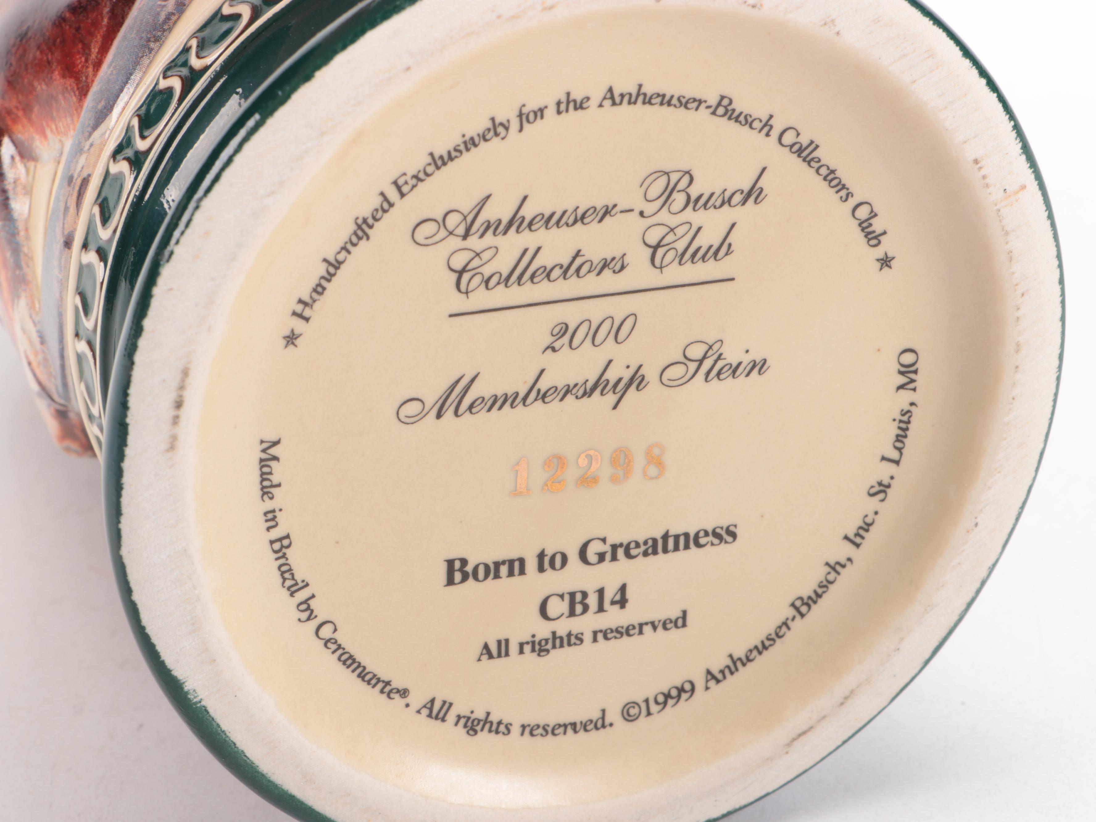 Ceramarte for Anheuser-Busch Collectors Club Membership Steins, 2000–2002