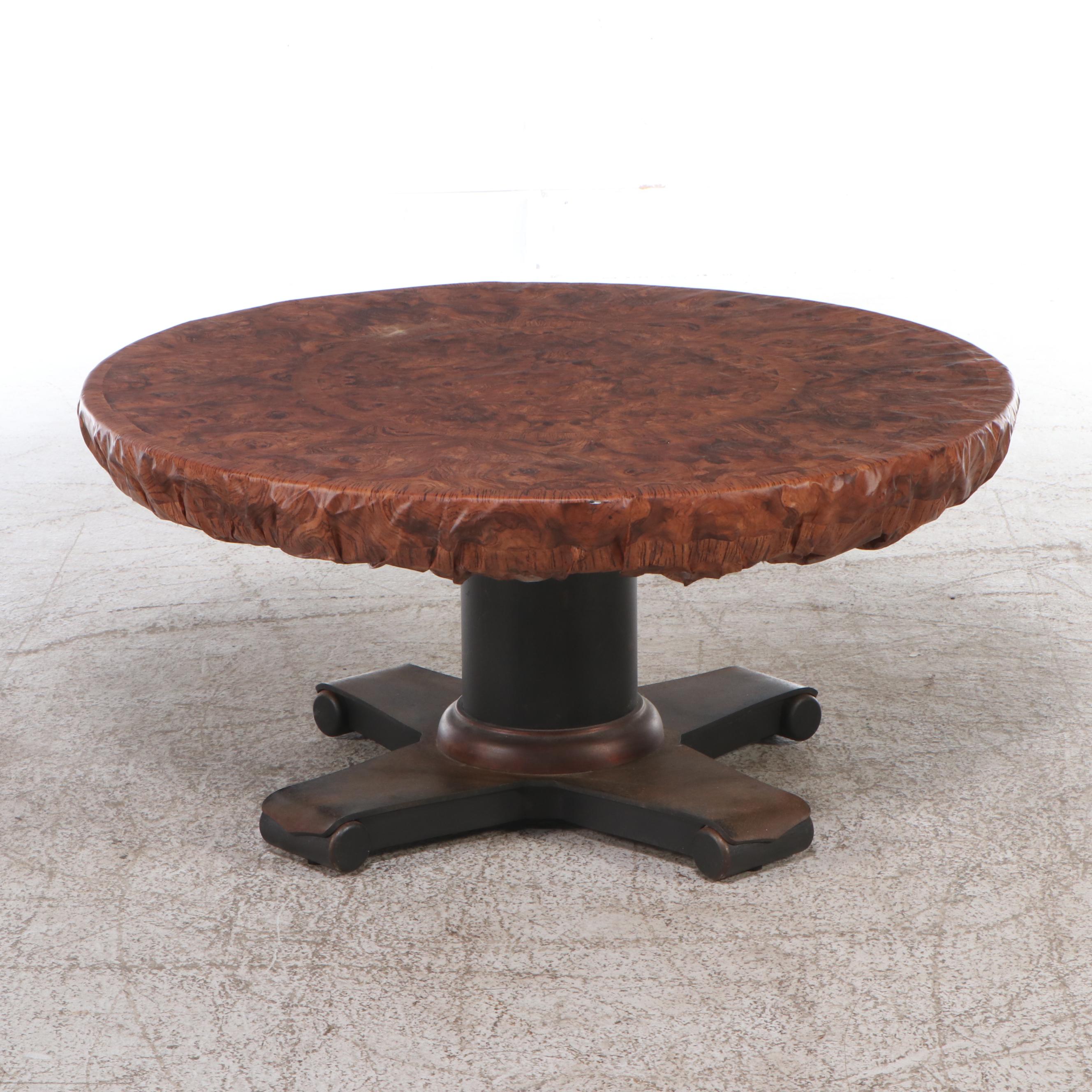 Patinated Copper Top Pedestal Side Table