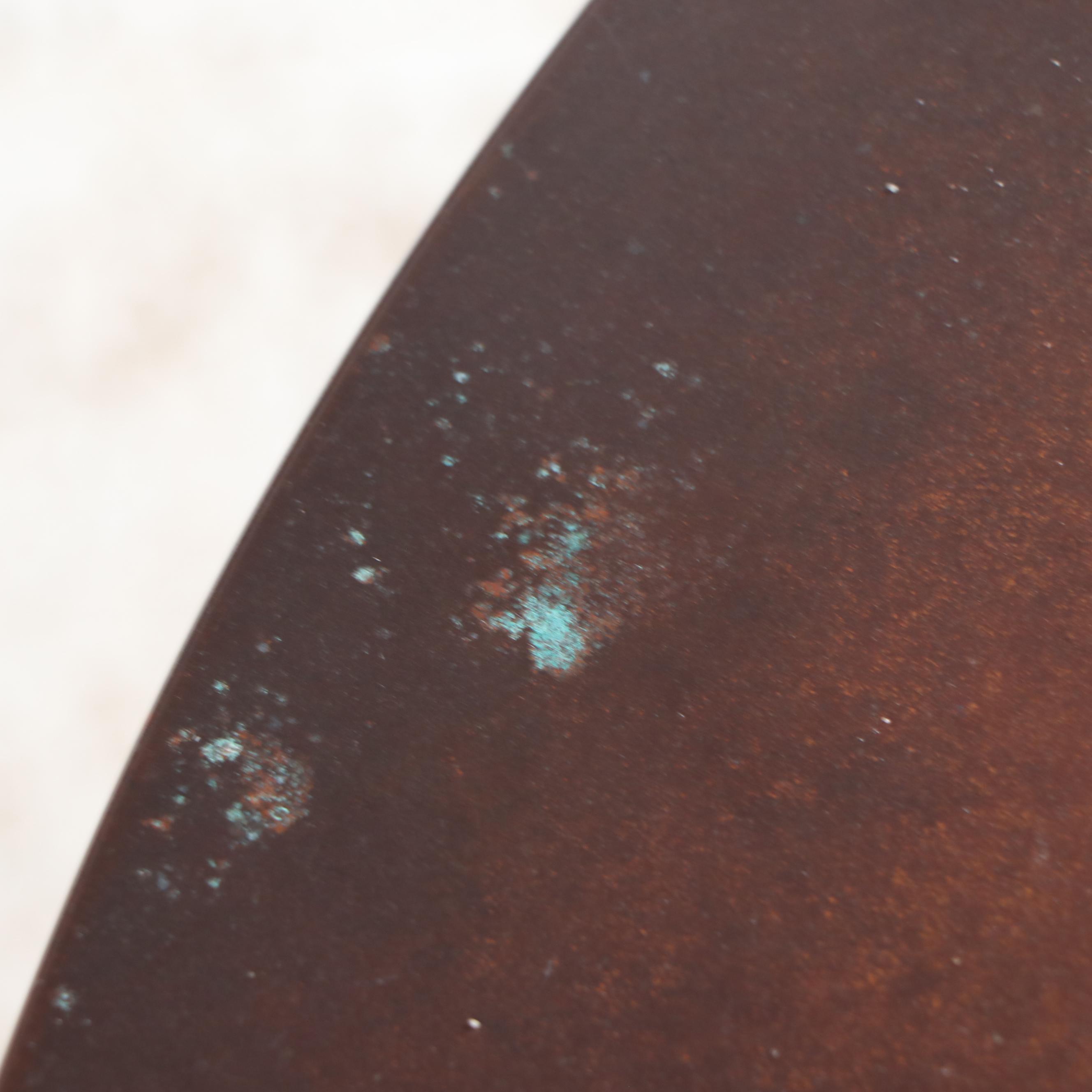 Patinated Copper Top Pedestal Side Table