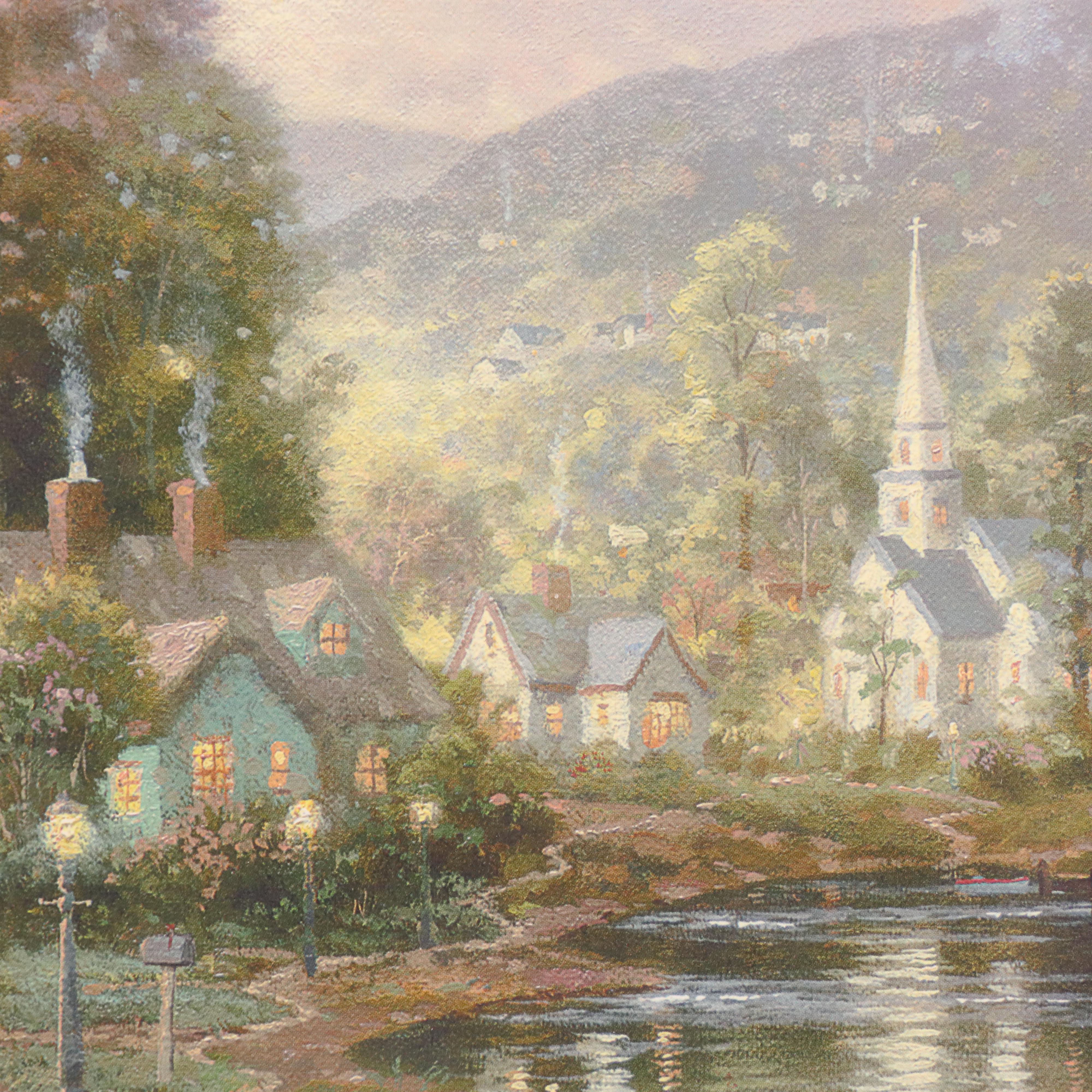 Thomas Kinkade Offset Lithograph "Hometown Lake"
