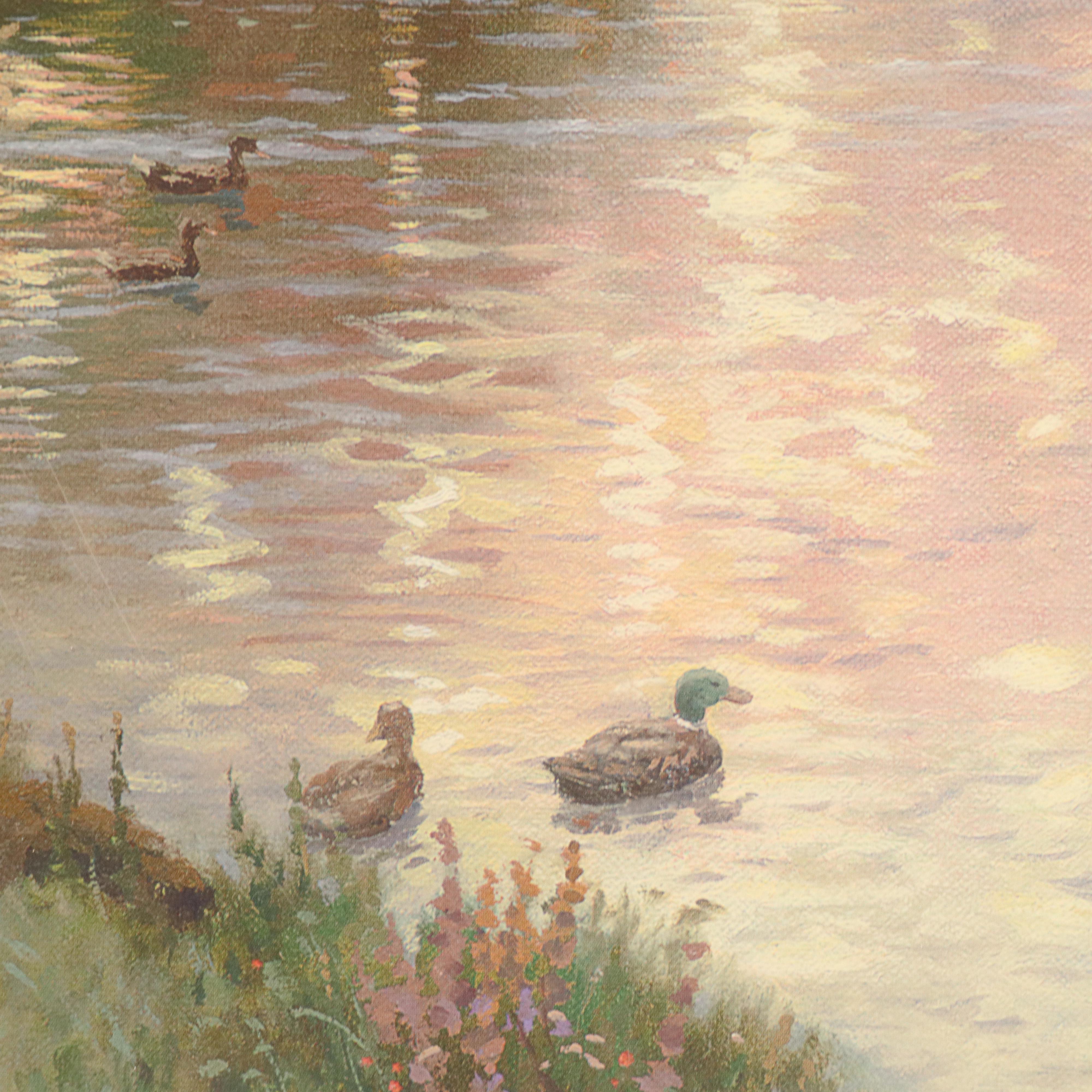 Thomas Kinkade Offset Lithograph "Hometown Lake"