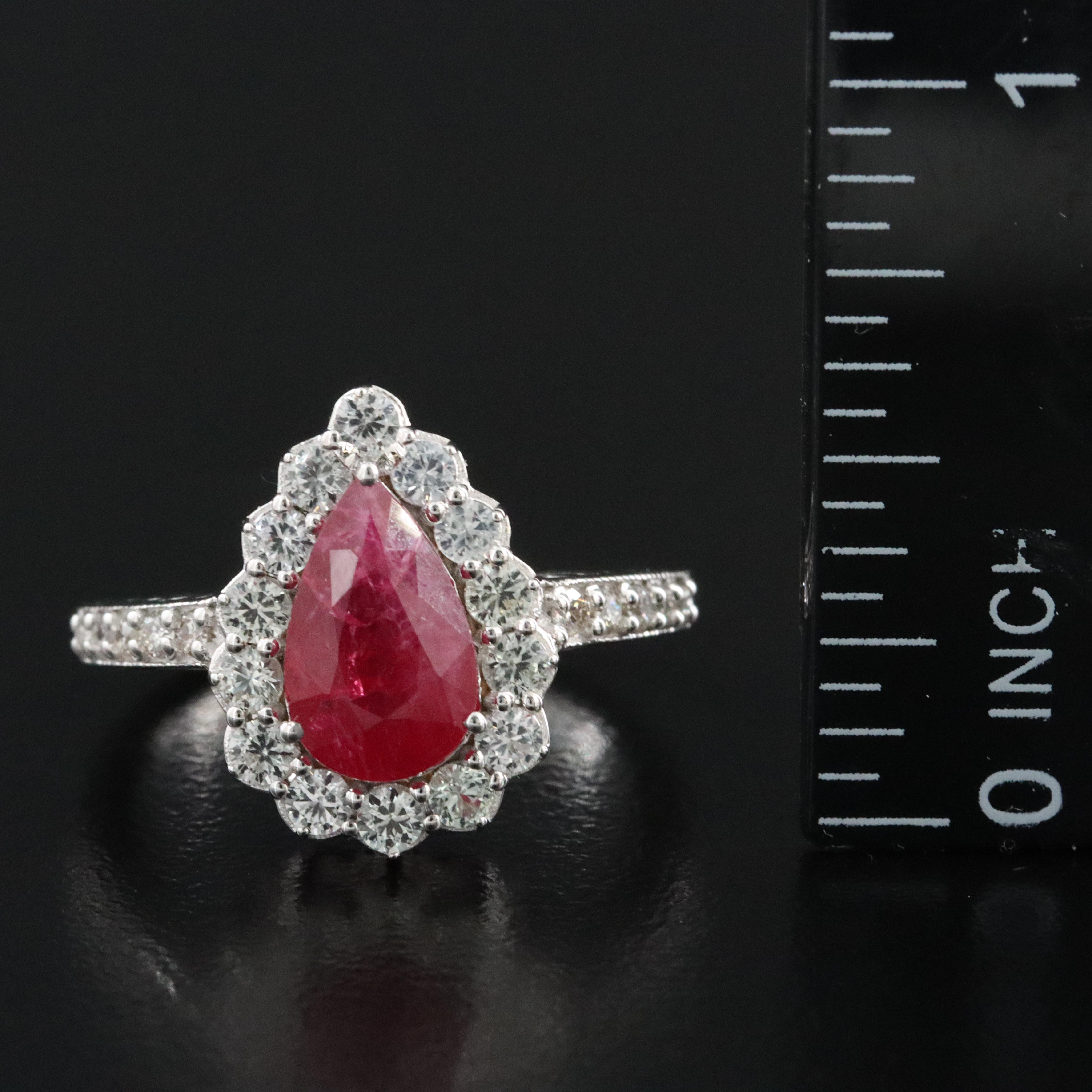 14K 2.58 CT Ruby, White Sapphire, and Diamond Ring with IGI Jewelry Report