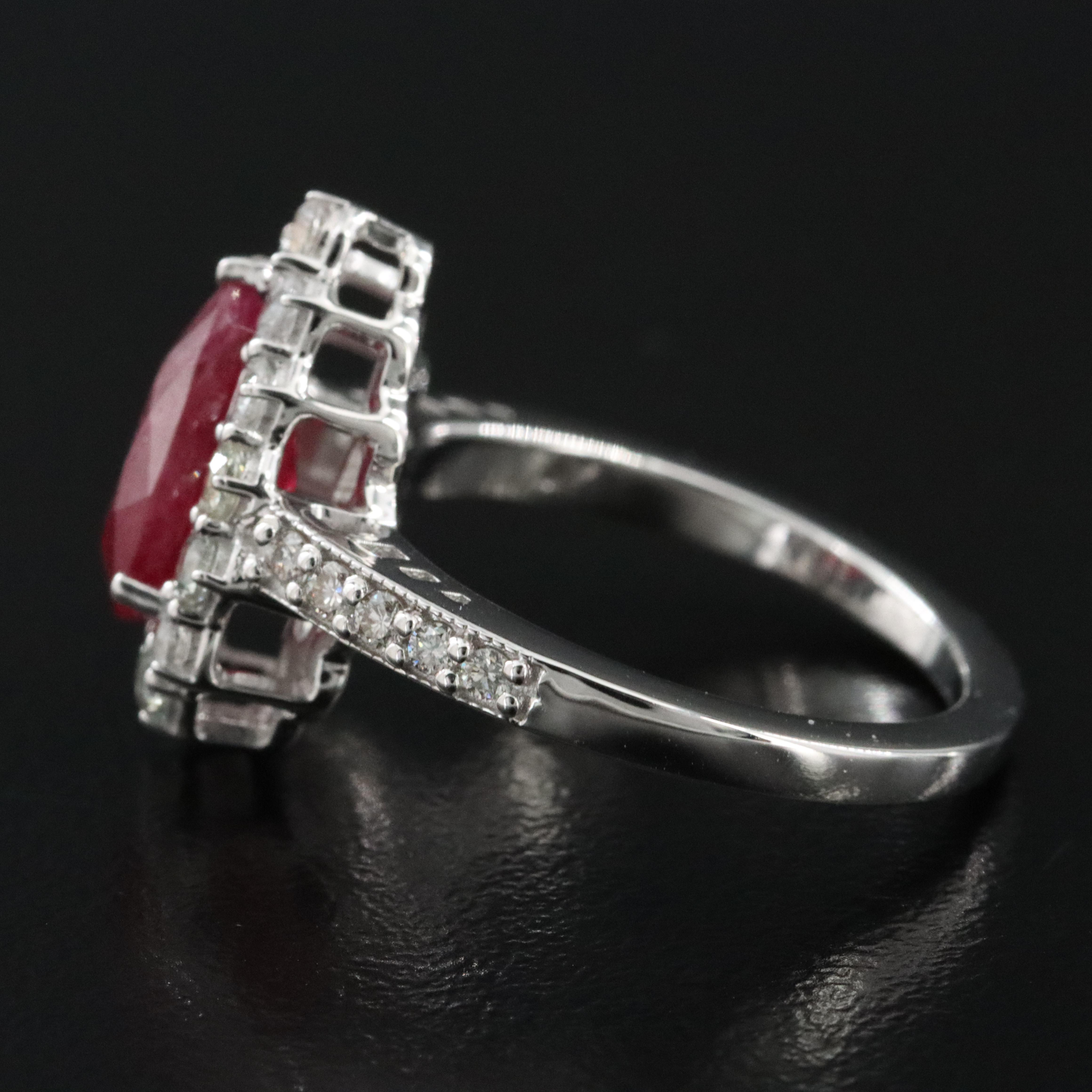 14K 2.58 CT Ruby, White Sapphire, and Diamond Ring with IGI Jewelry Report