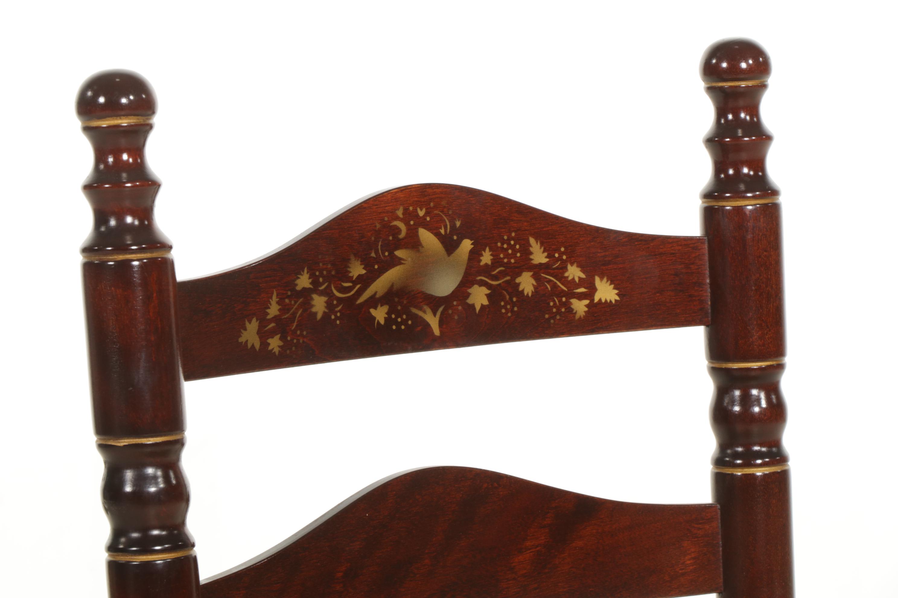 Ladderback Side Chair with Stencil Decoration and Paper Rush Seat