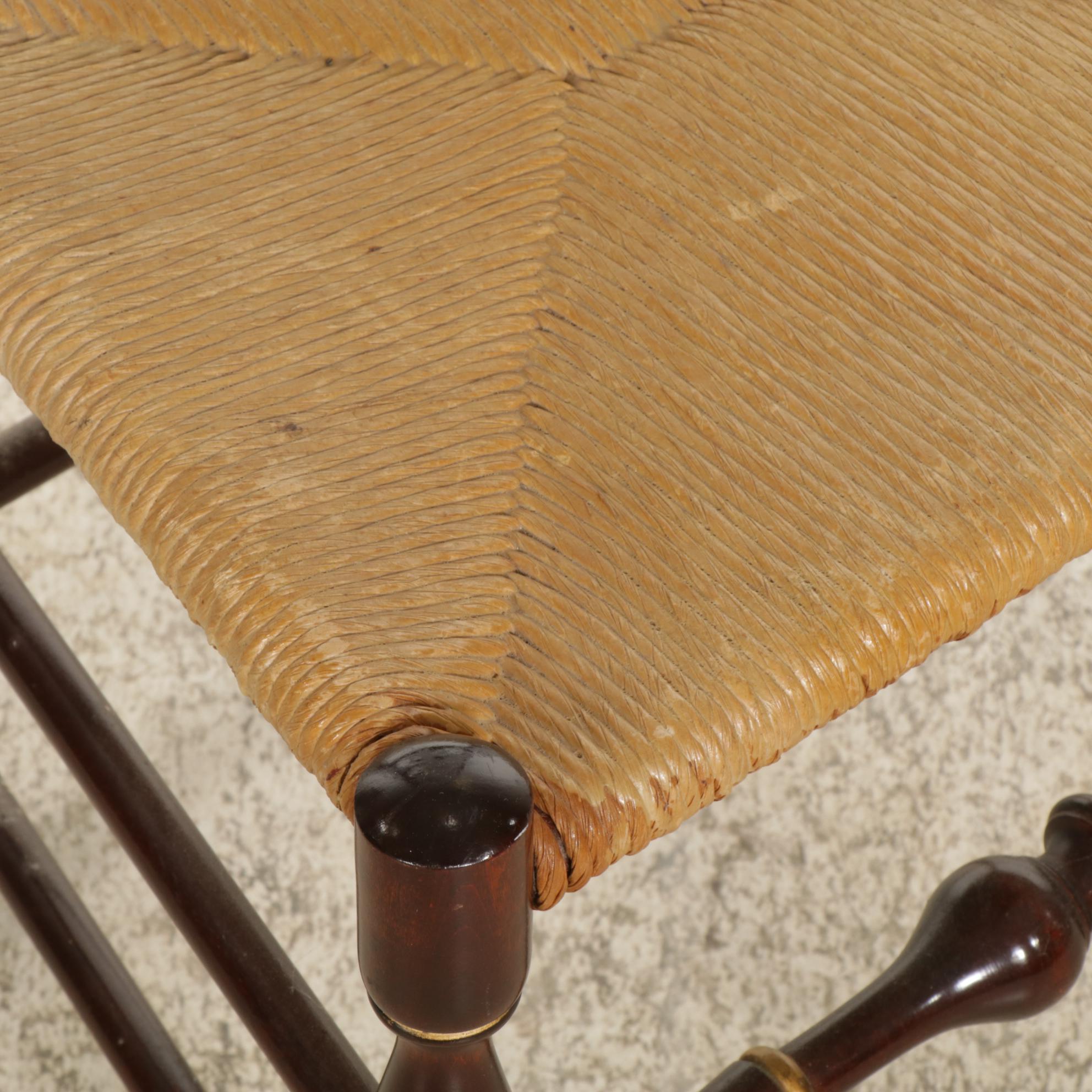 Ladderback Side Chair with Stencil Decoration and Paper Rush Seat