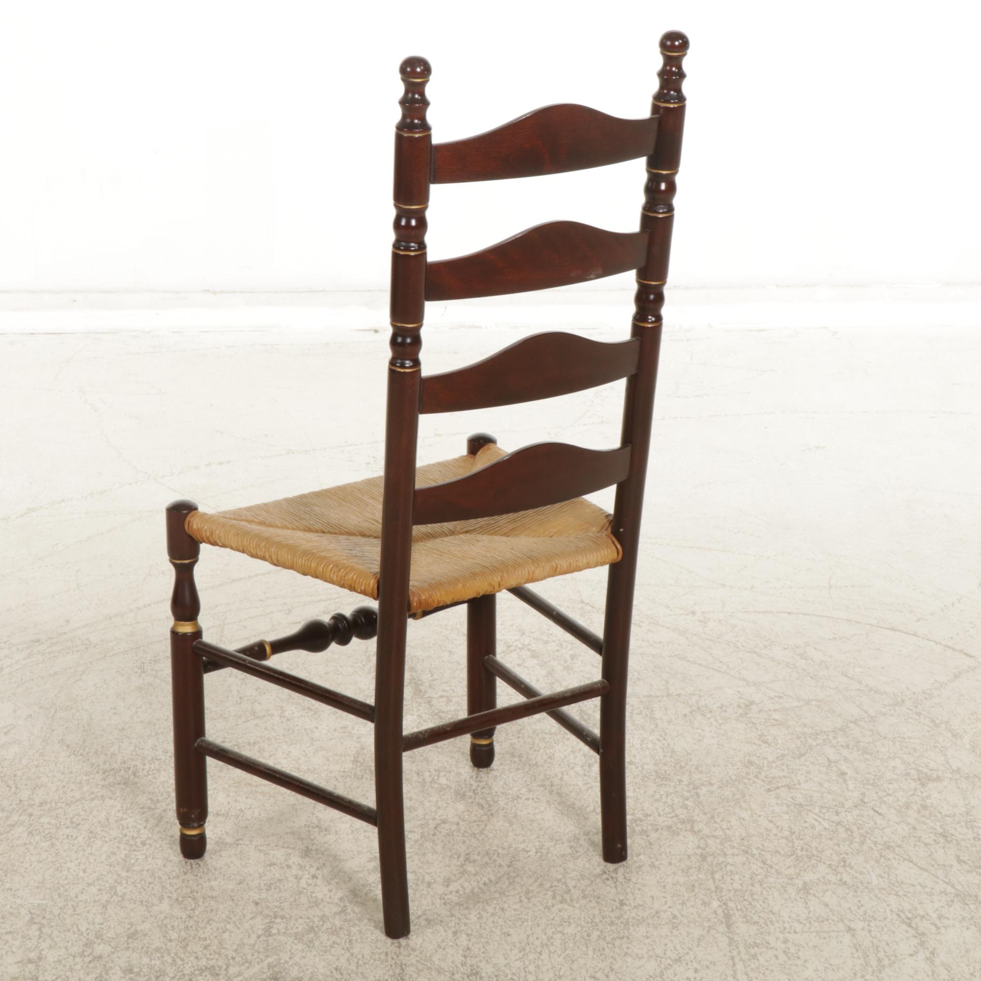 Ladderback Side Chair with Stencil Decoration and Paper Rush Seat